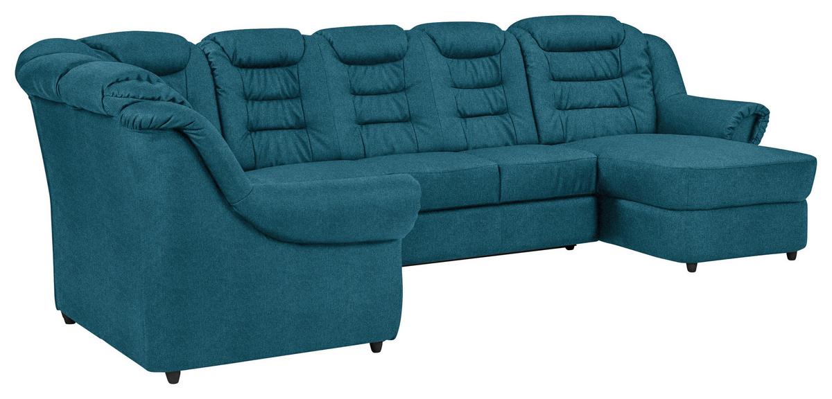 Wohnlandschaft Boston Blau Chenille - Blau/Schwarz, KONVENTIONELL, Textil (216/333/165cm) - Livetastic