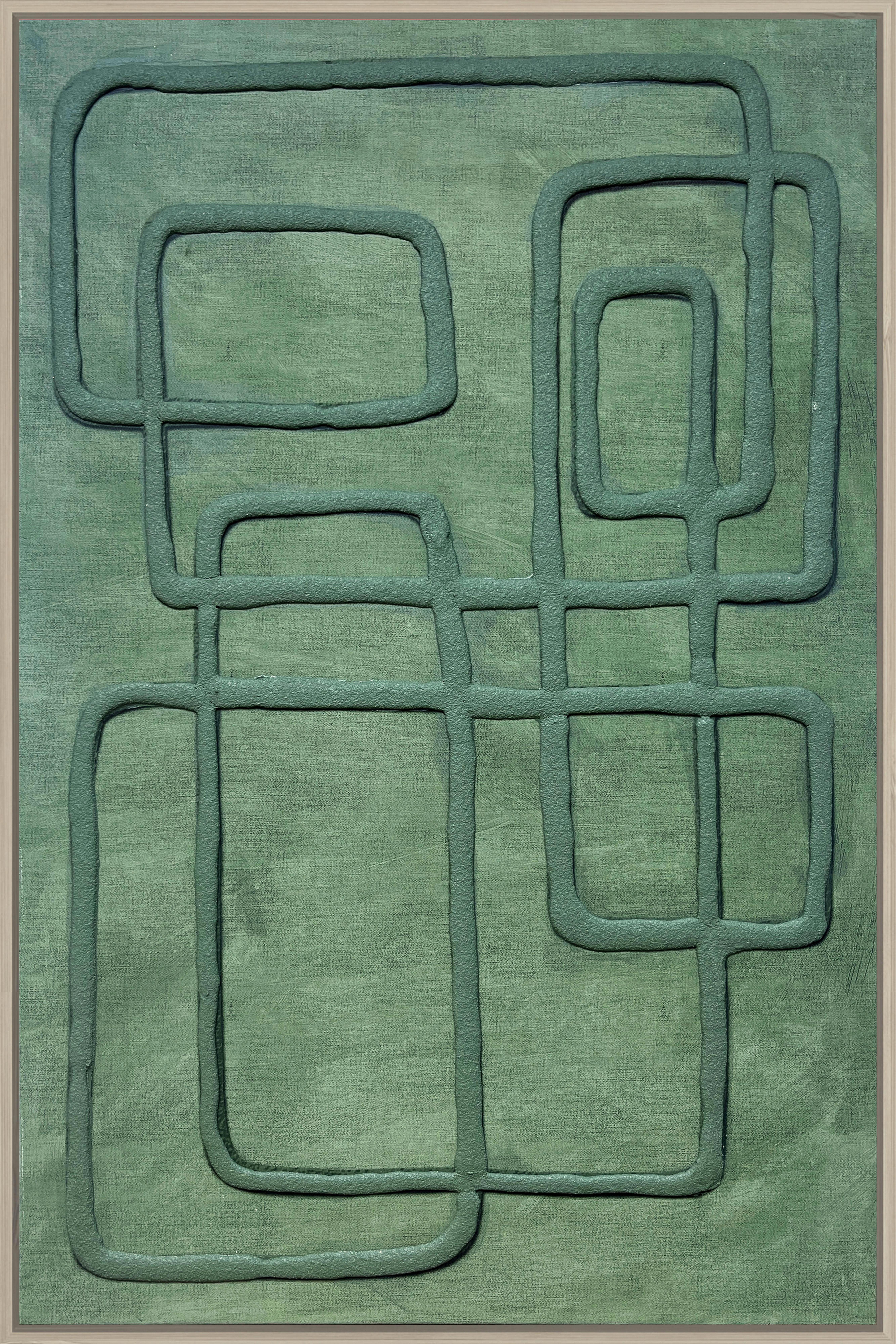 Obraz na plátně DENISE SMALL: 60/90 cm - zelená/přírodní barvy, Moderní, kompozitní dřevo/textil (60/90cm) - Mömax