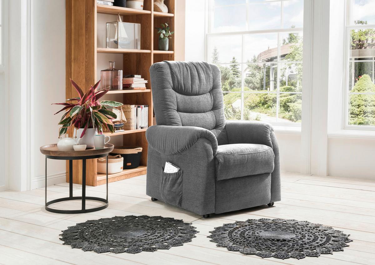 Fernsehsessel Nino Dunkelgrau B: 76 cm - Dunkelgrün/Dunkelgrau, Design, Textil (76/106/94cm) - Livetastic