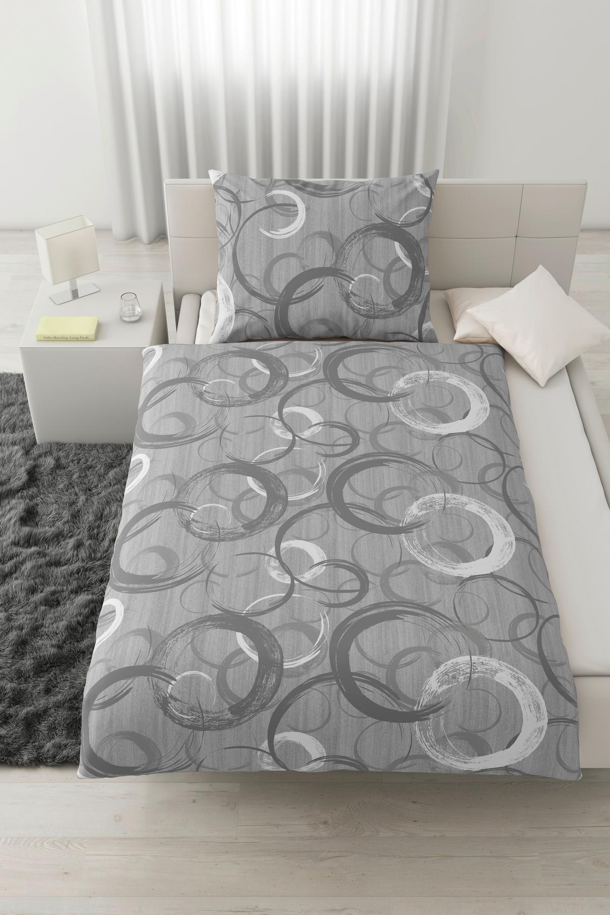 POVLEČENÍ NEW CIRCLES - šedá, textil (140/200cm) - Modern Living