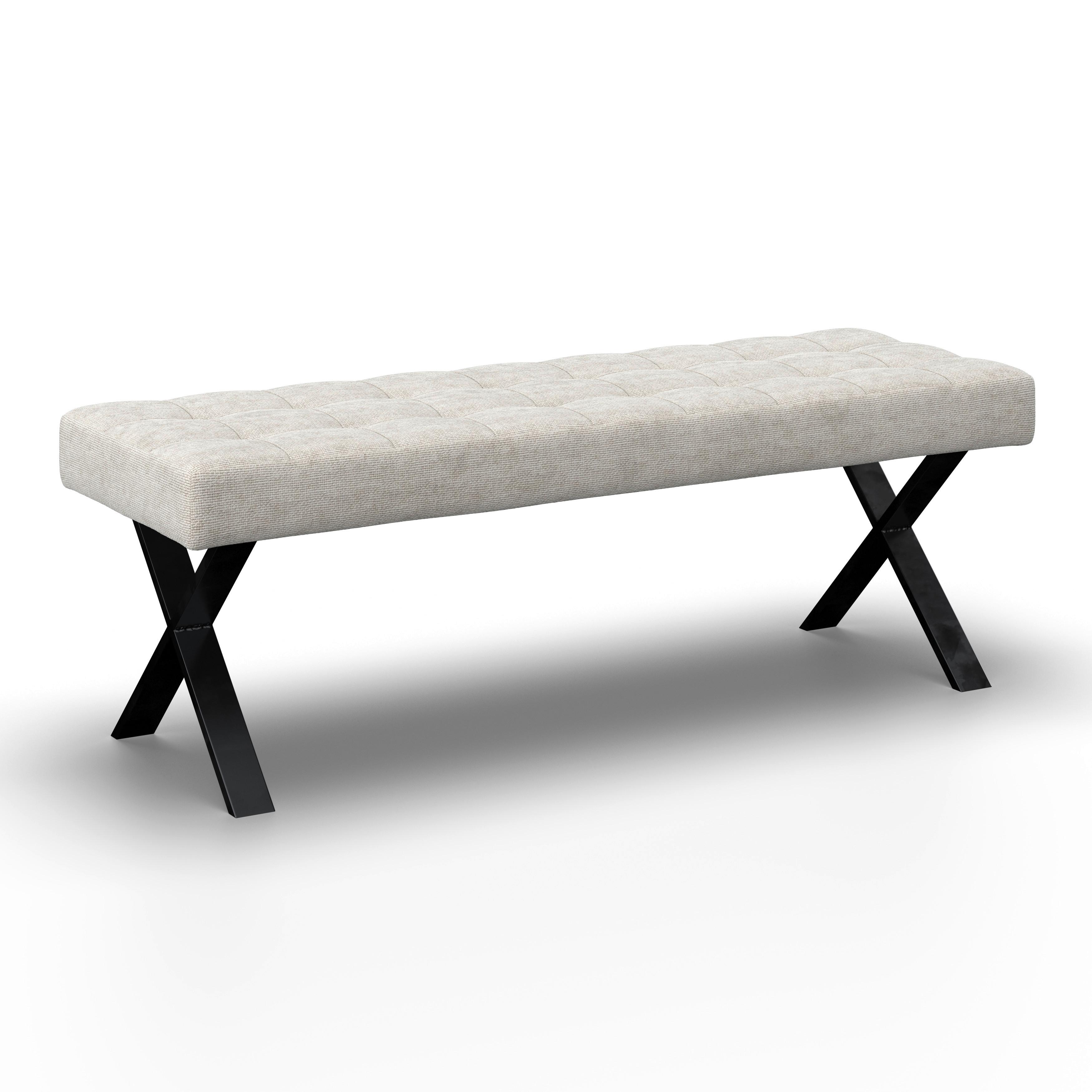 Sedací lavice NOVA - černá/světle šedá, Moderní, kov/dřevo (140/49/47cm) - Bessagi Home