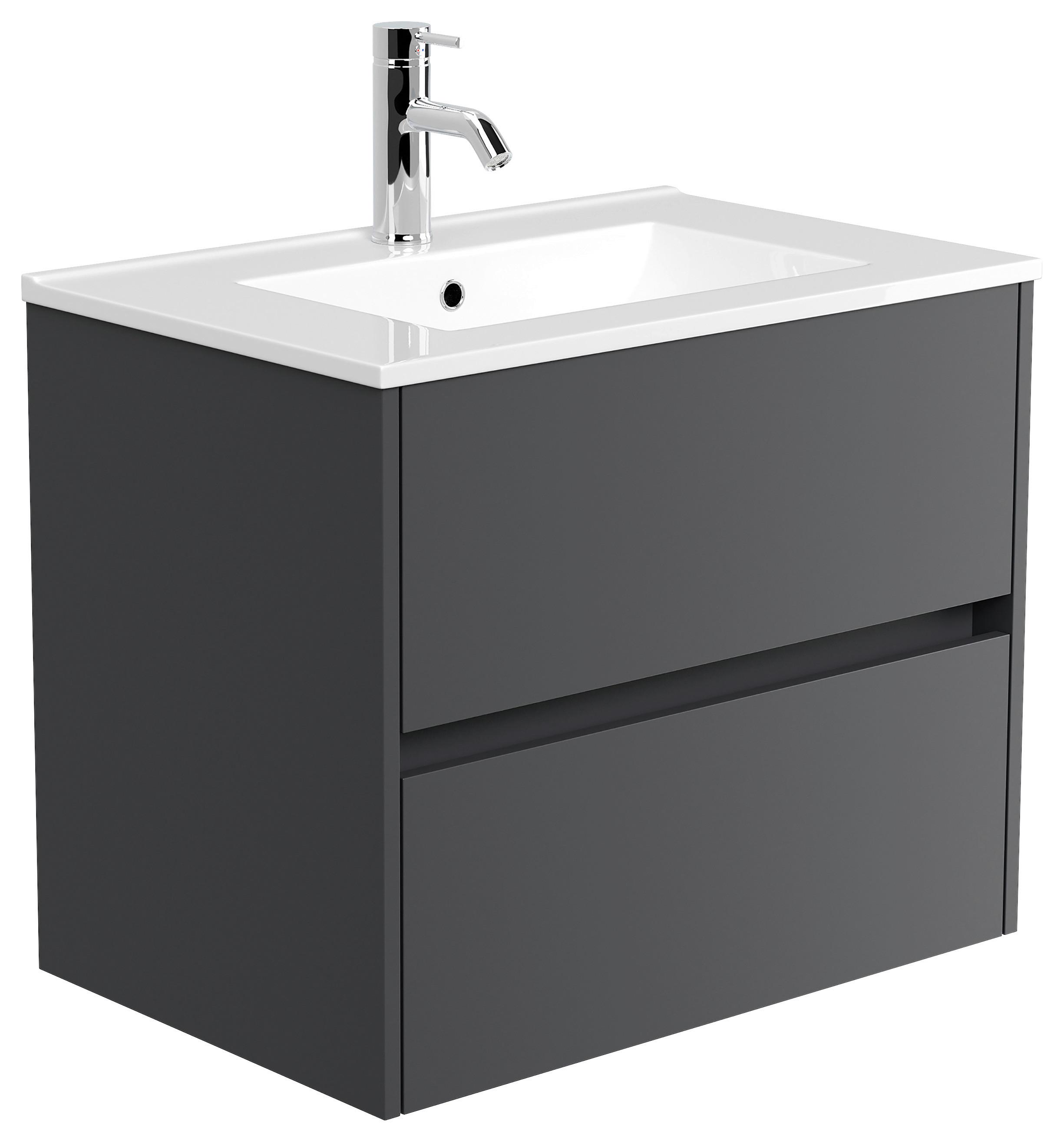 Waschtischkombi Limes Graphitfarben B: 71 Cm - Graphitfarben/Weiß, MODERN, Keramik/Holzwerkstoff (71/58,7/46,5cm) - MID.YOU