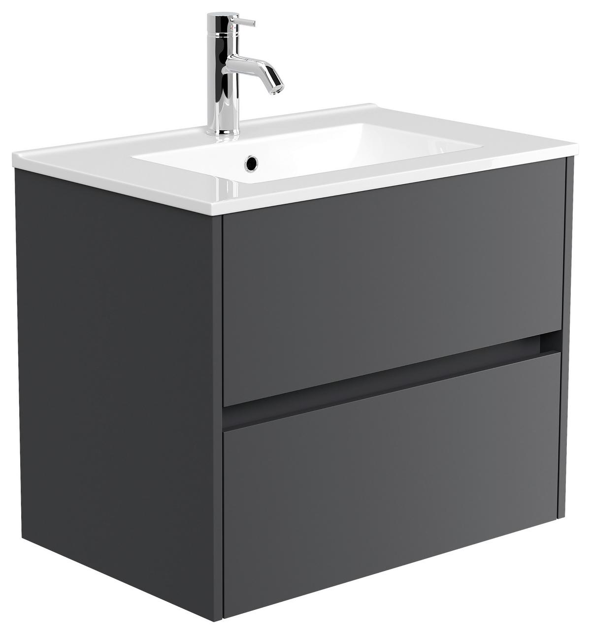 Waschtischkombi Limes Graphitfarben B: 71 cm - Graphitfarben/Weiß, MODERN, Keramik/Holzwerkstoff (71/58,7/46,5cm) - MID.YOU