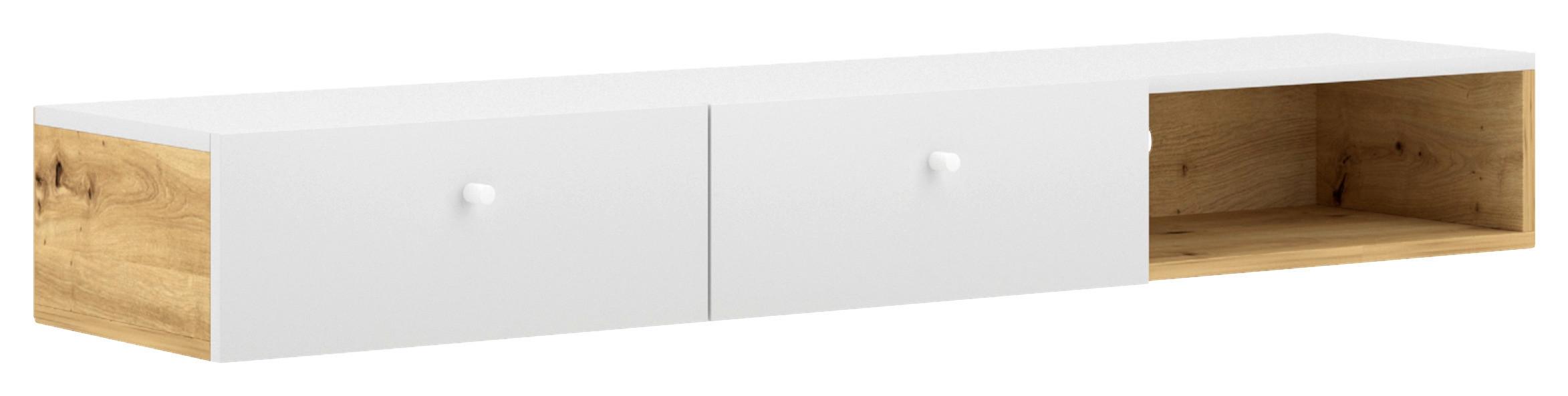 Hängeschrank Tulia B: 140 cm Weiß/Eiche Dekor - Eichefarben/Weiß, Design, Holzwerkstoff (140/30/18cm) - MID.YOU