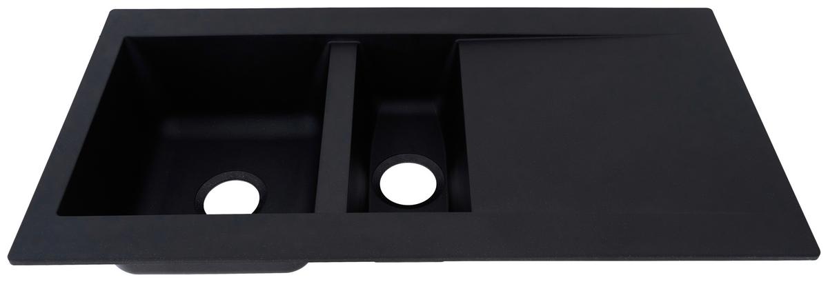 Spüle Respekta Denver Kunststein Bxt: 100x50 Cm - Schwarz, Trend, Glas/Kunststoff (100/20/50cm) - Respekta