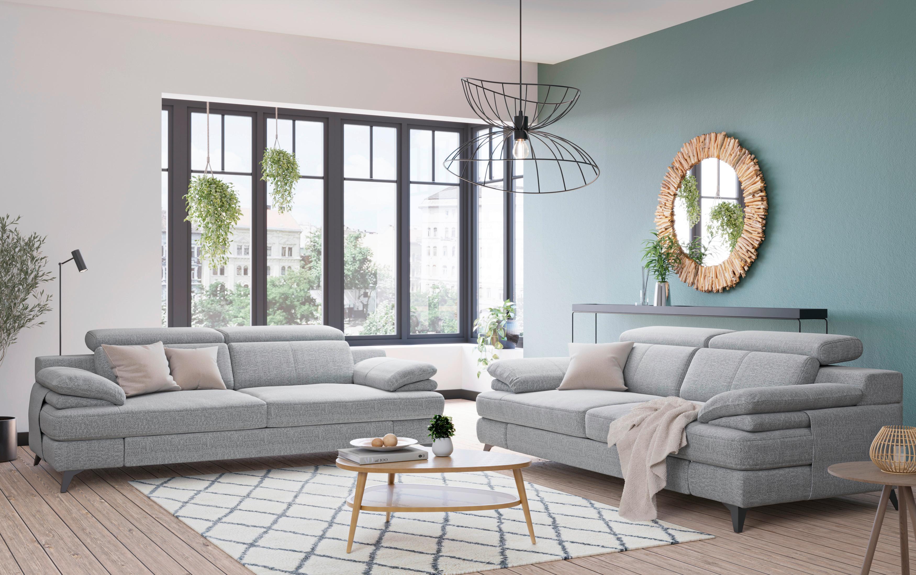 3-sitzer-sofa Titus Silberfarben Chenille - Silberfarben/Schwarz, Design, Textil (225/80-98/104cm) - Livetastic