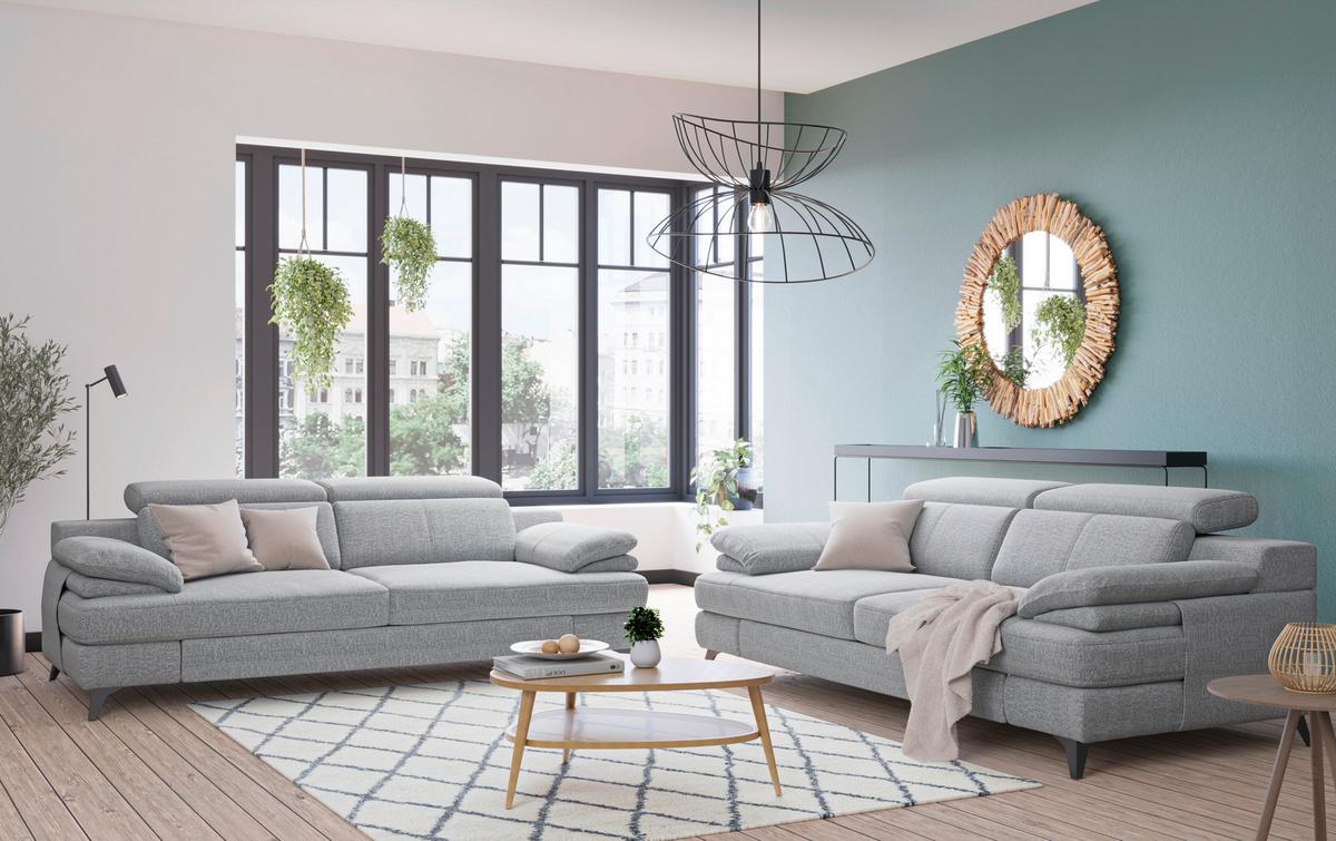 2-Sitzer-Sofa Titus Silberfarben - Silberfarben/Schwarz, Design, Textil (205/80/104cm) - Livetastic