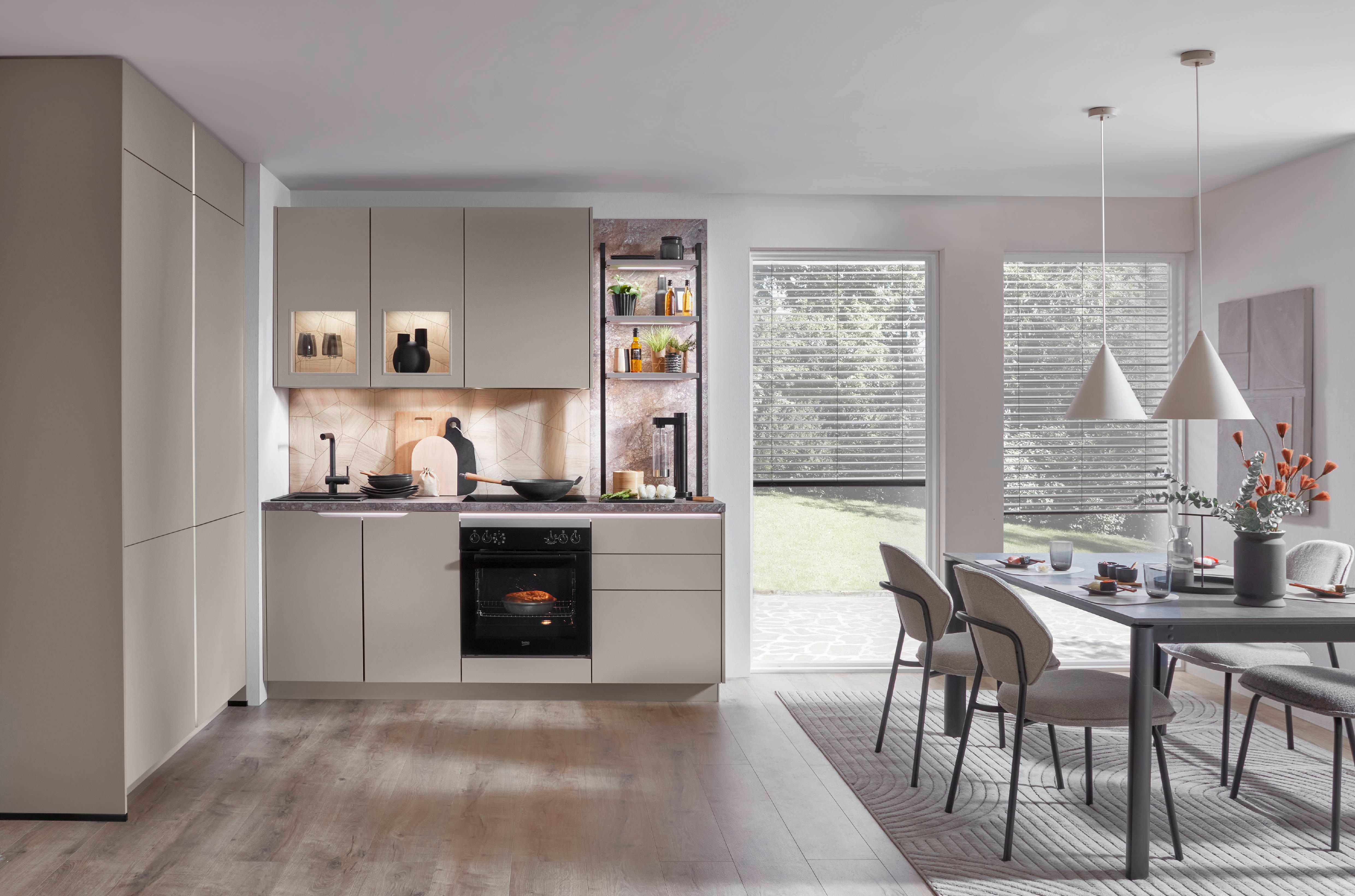 Eckküche Sidney - Hellbraun/Dunkelbraun, MODERN, Holzwerkstoff (218,1/273,2cm) - Vertico