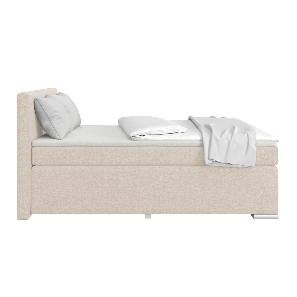 Boxspringbett Mira Webstoff Grau, Lf: 140x200cm - Beige, KONVENTIONELL, Holz/Textil (140/200cm)