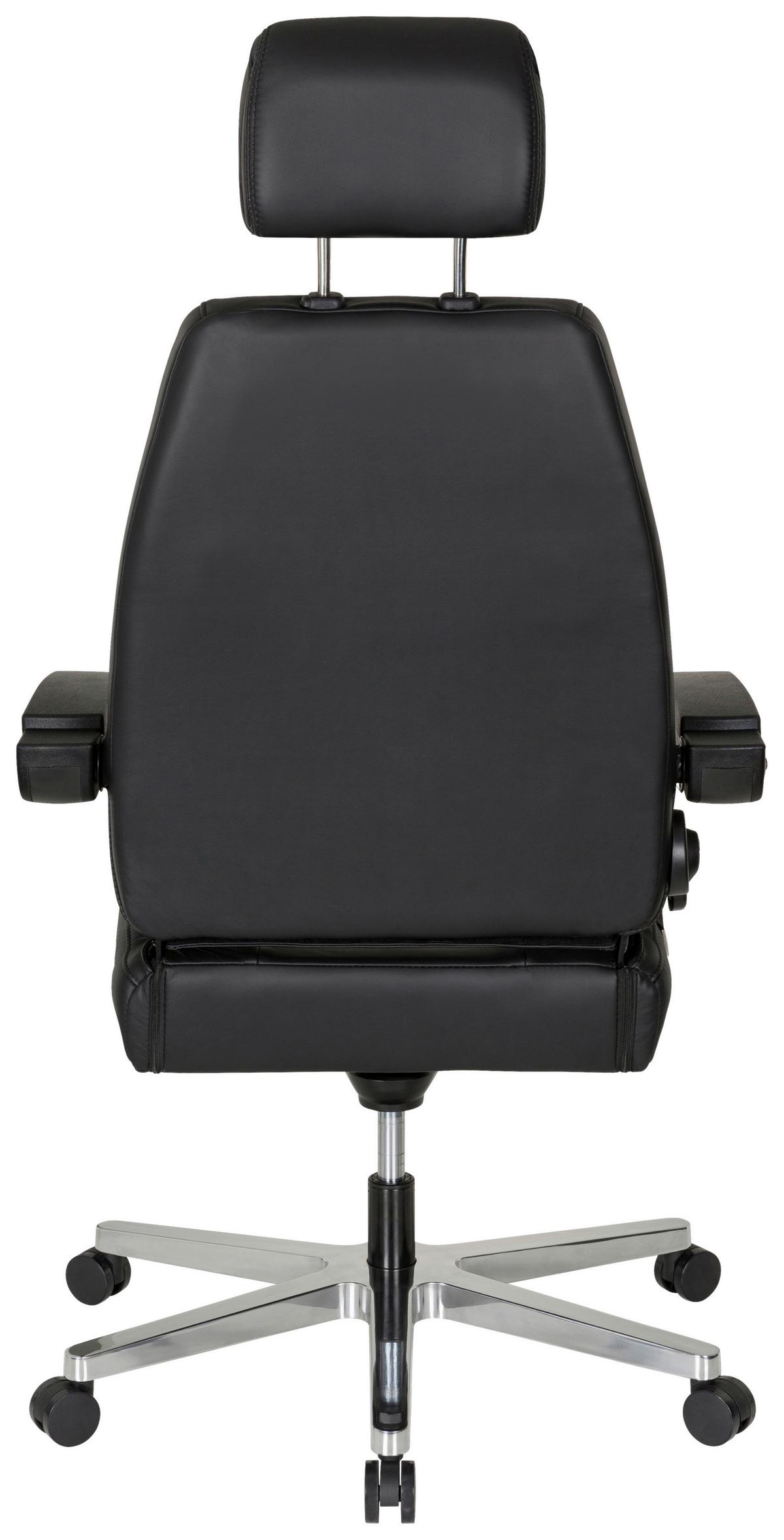 Chefsessel Hours Wippfunktion Schwarz Bis 150 Kg - Silberfarben/Schwarz, Basics, Leder/Kunststoff (70/152/70cm) - MID.YOU
