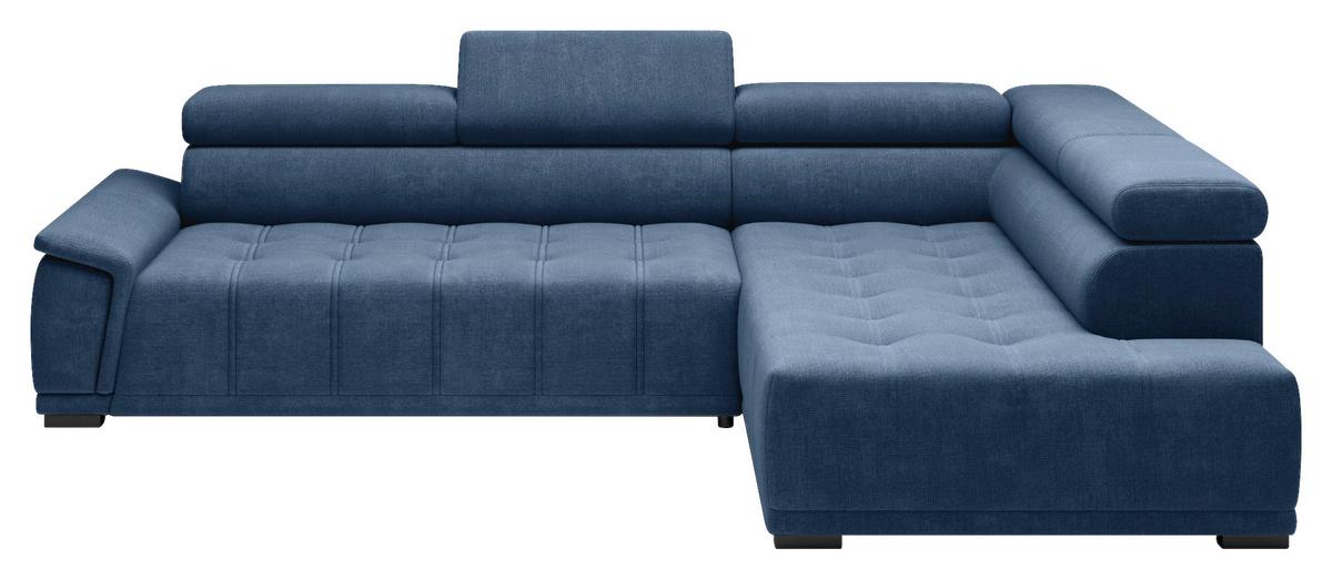 Rohová sedačka GRINALDI, pravá, tmavomodrá - čierna/tmavomodrá, Modern, textil/plast (283/106cm) - Premium Living