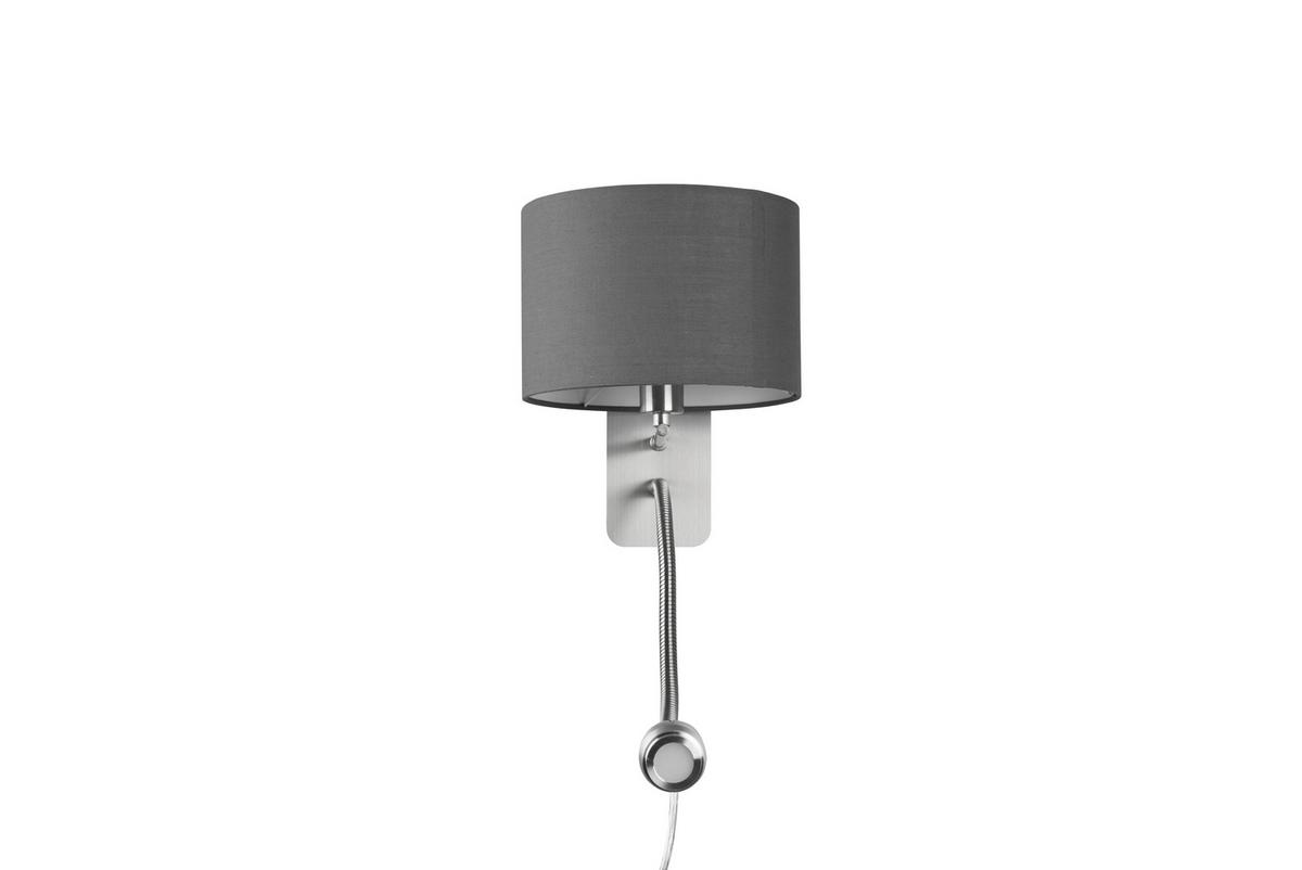 LED-Wandleuchte 2-Flammig Flexarm, Getrennt Schaltbar - Grau/Nickelfarben, Design, Textil/Metall (20/23cm) - Trio Leuchten