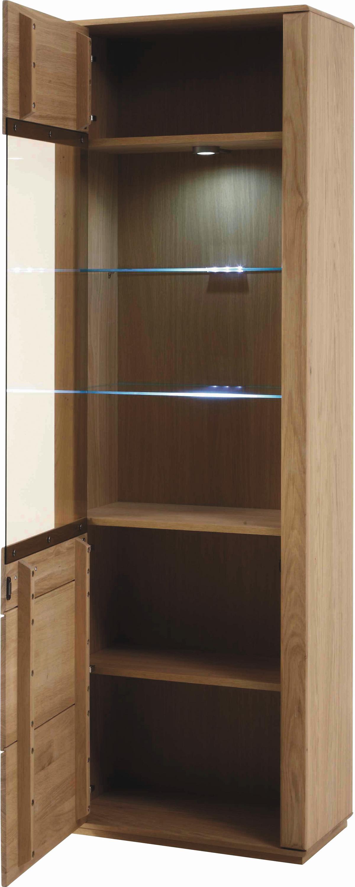 Wohnkombination teilmassiv 4--teilig. Sena Buchefarben - Buchefarben, Design, Glas/Holz (303/209/51cm) - Livetastic