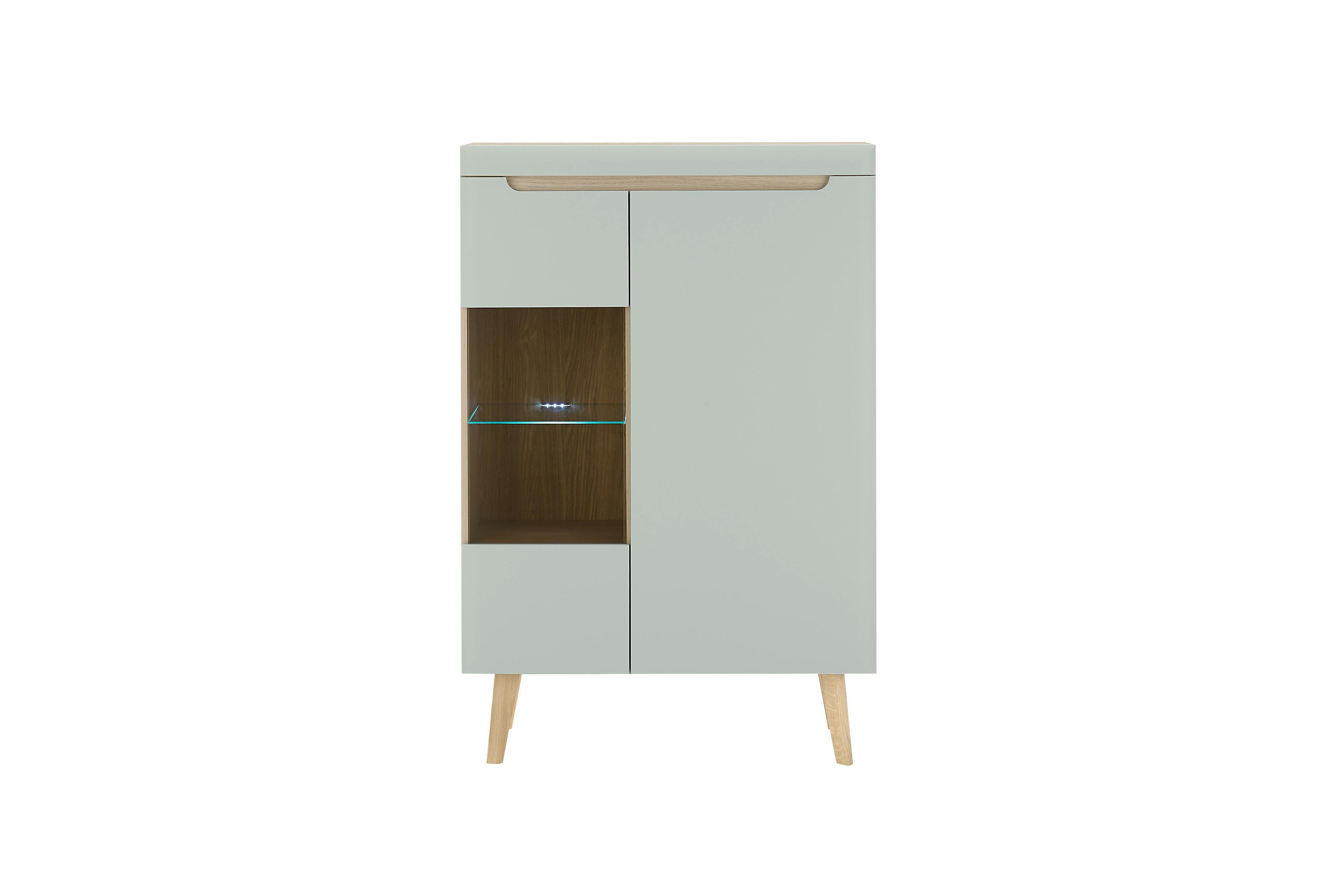 Highboard Svante Torge Grün/Eichefarben B: 90 cm - Eichefarben/Grün, Design, Holzwerkstoff (90/134/40cm) - MID.YOU