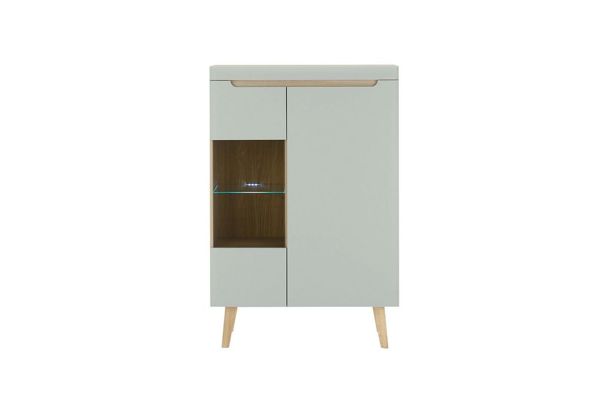Highboard Svante Torge Grün/Eichefarben B: 90 cm - Eichefarben/Grün, Design, Holzwerkstoff (90/134/40cm) - MID.YOU