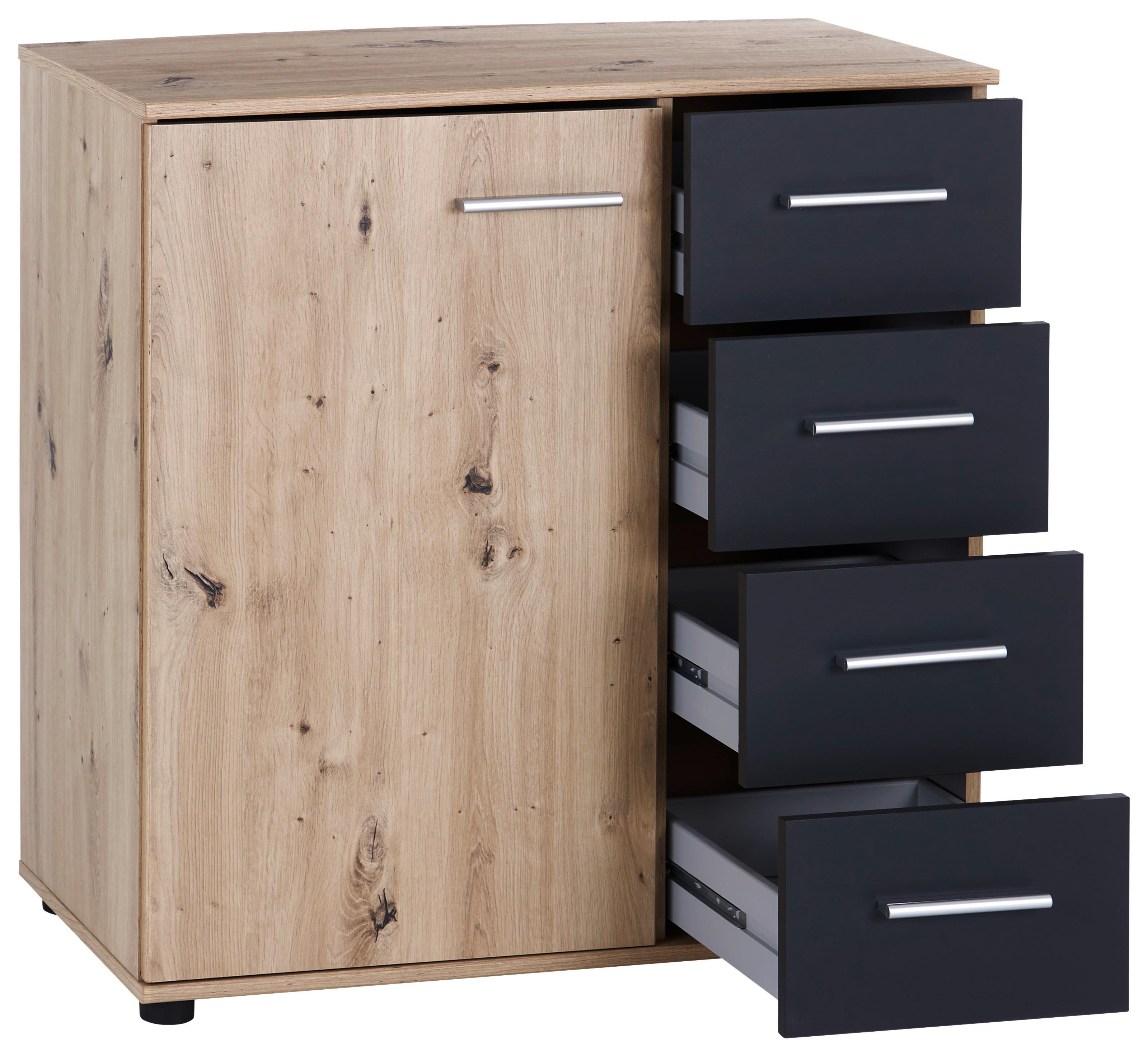 Kommode B: 81cm Katrin, Artisan Eiche Dekor/Graphit - Eichefarben/Graphitfarben, KONVENTIONELL, Holzwerkstoff (81/83/41cm)