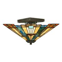 Deckenleuchte Qz-Inglenook-Sf  Tiffany - Bronzefarben, Natur, Glas/Metall (35.6/20.3cm) - Elstead Lighting