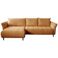 Ecksofa mit Schlaffunktion Monte Carlo Braun - Senfgelb/Schwarz, Trend, Textil (160/290cm)