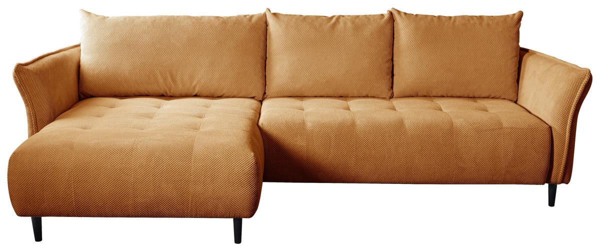 Ecksofa mit Schlaffunktion Monte Carlo Braun - Senfgelb/Schwarz, Trend, Textil (160/290cm)