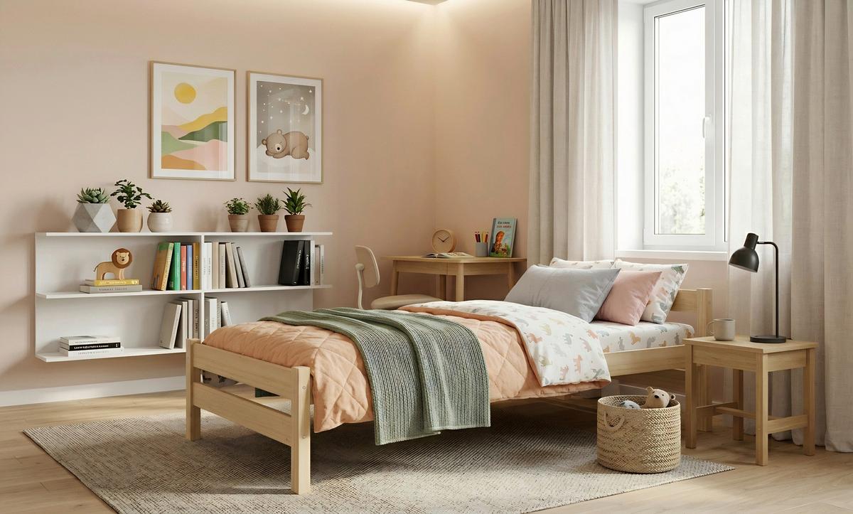 Kinder-/Juniorbett Aleks Kiefer Echtholz B: 80cm - Kieferfarben, MODERN, Holz/Textil (80/180cm) - MID.YOU