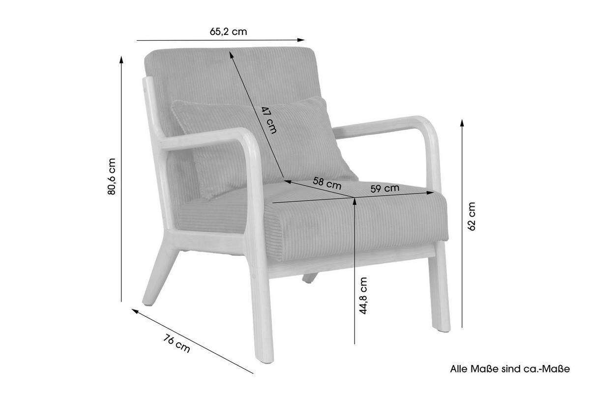Sessel Nohr Grau B: 65 Cm - Braun/Grau, Basics, Holz/Textil (65/81/76cm) - MID.YOU