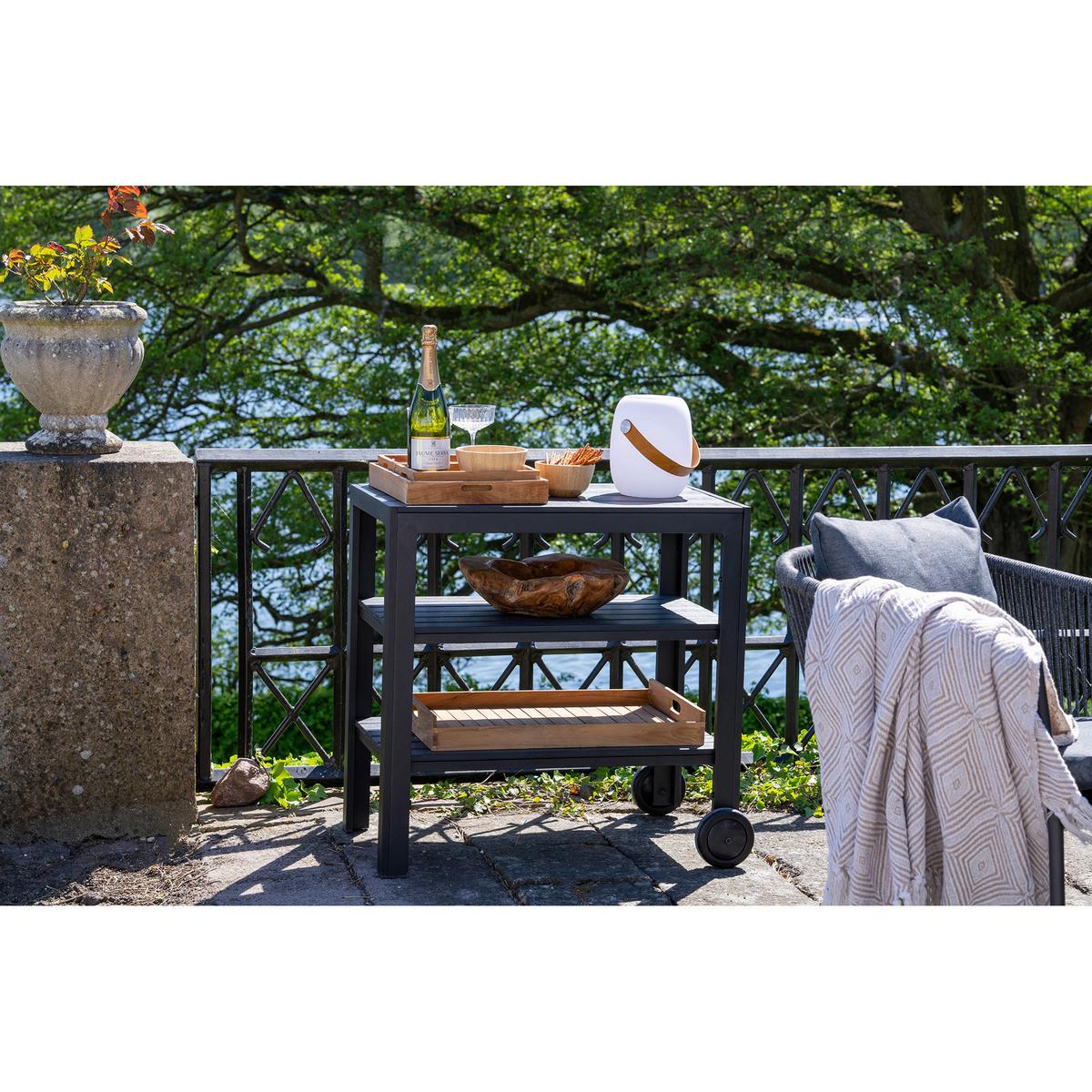 Servierwagen Taormina Schwarz B: 45 cm - Schwarz, MODERN, Kunststoff/Metall (45/75/75cm) - MID.YOU