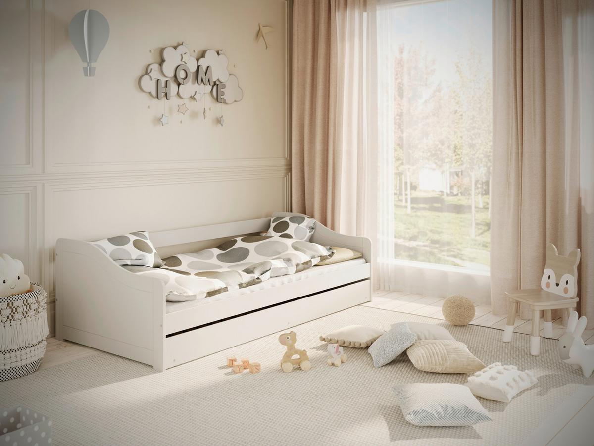 Kinder-/Juniorbett Blanka Weiß B: 90cm - Birkefarben/Weiß, MODERN, Holz/Holzwerkstoff (90/200cm) - MID.YOU