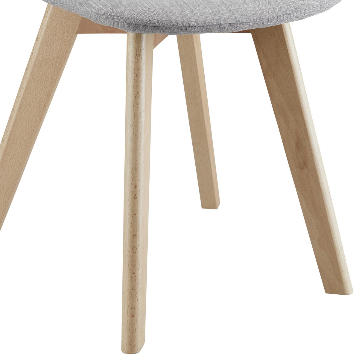 Židle Joelyna - světle šedá/barvy buku, Moderní, dřevo/textil (44/88/52cm) - Modern Living