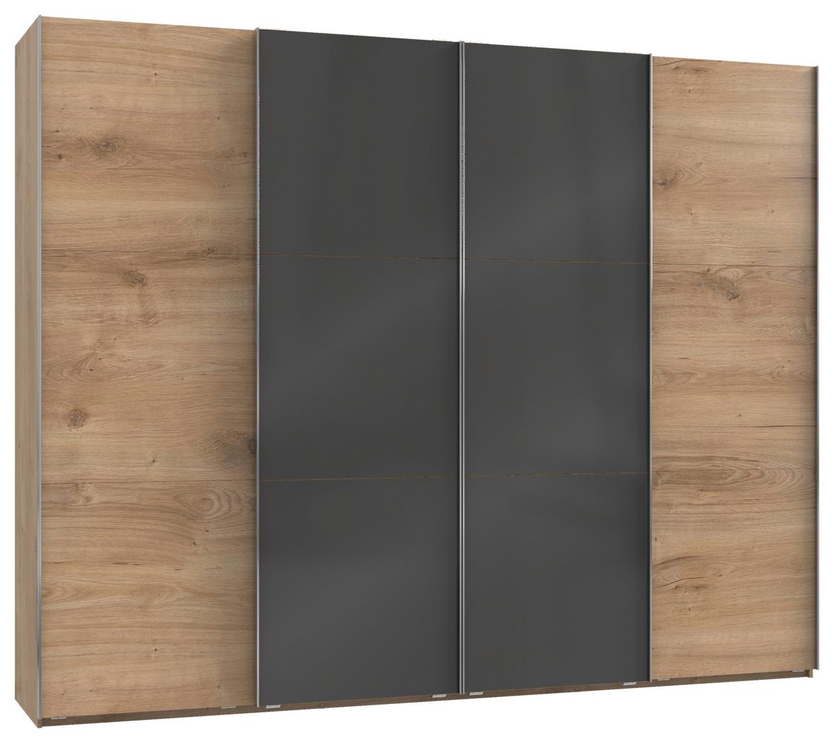 Schwebetürenschrank B: 300 Cm Level 36c Grau/eiche Dekor - Eichefarben/Grau, MODERN, Holzwerkstoff (300/236/65cm) - MID.YOU
