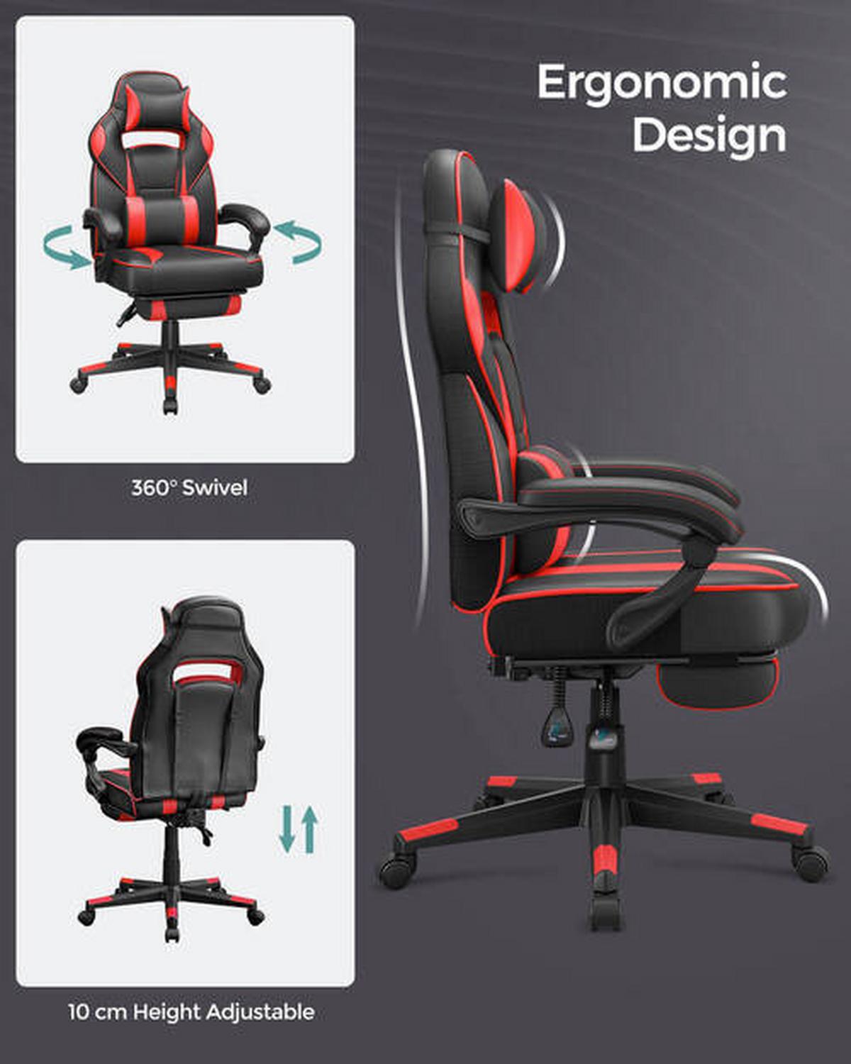 Gaming Stuhl inkl. Armlehnen Lederlook, Rot/Schwarz - Rot/Schwarz, Basics, Textil (67/126/66cm) - Boxxx