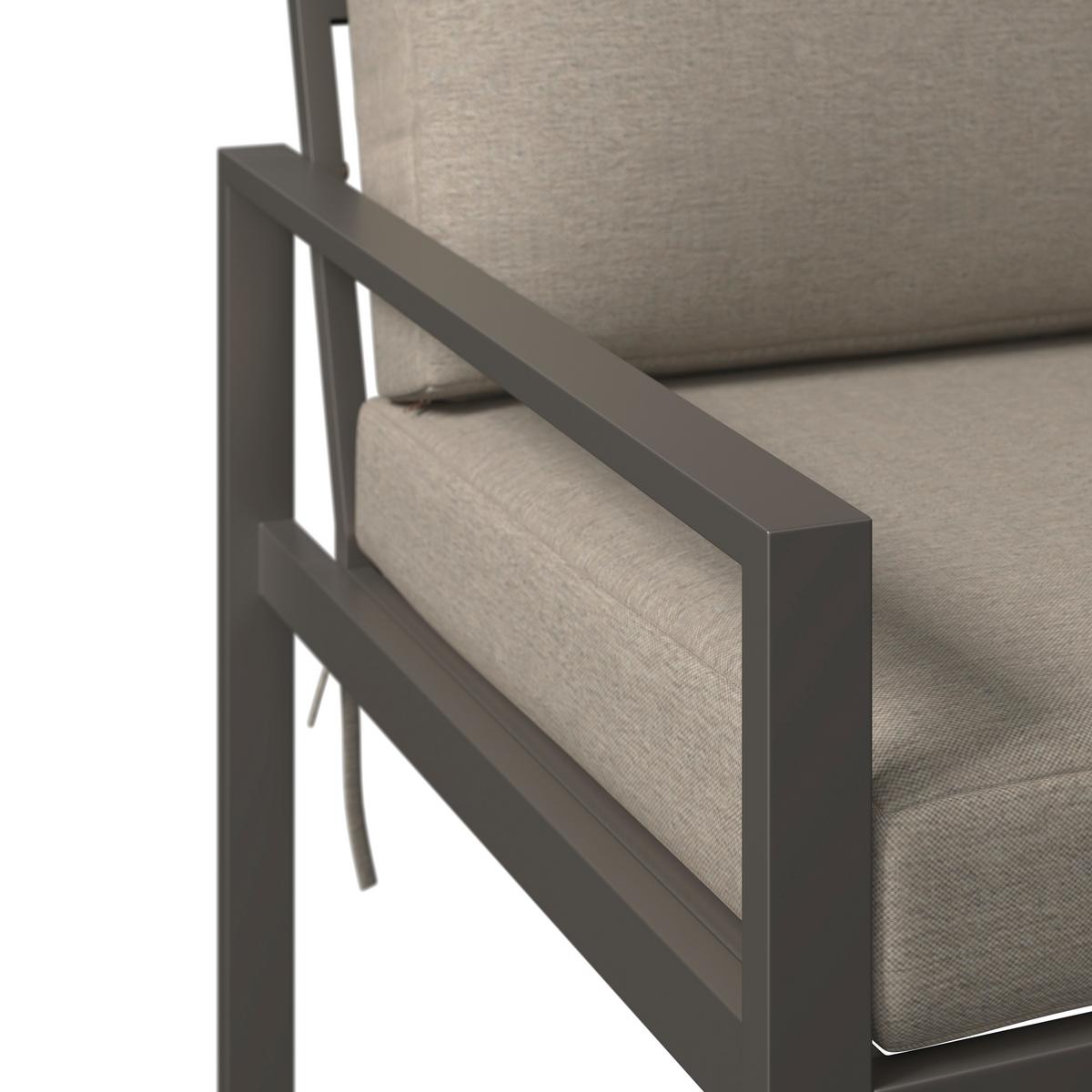 Loungegarnitur Zamora - Graubraun/Beigebraun, MODERN, Textil/Metall (105/35,5/50cm) - Beldano