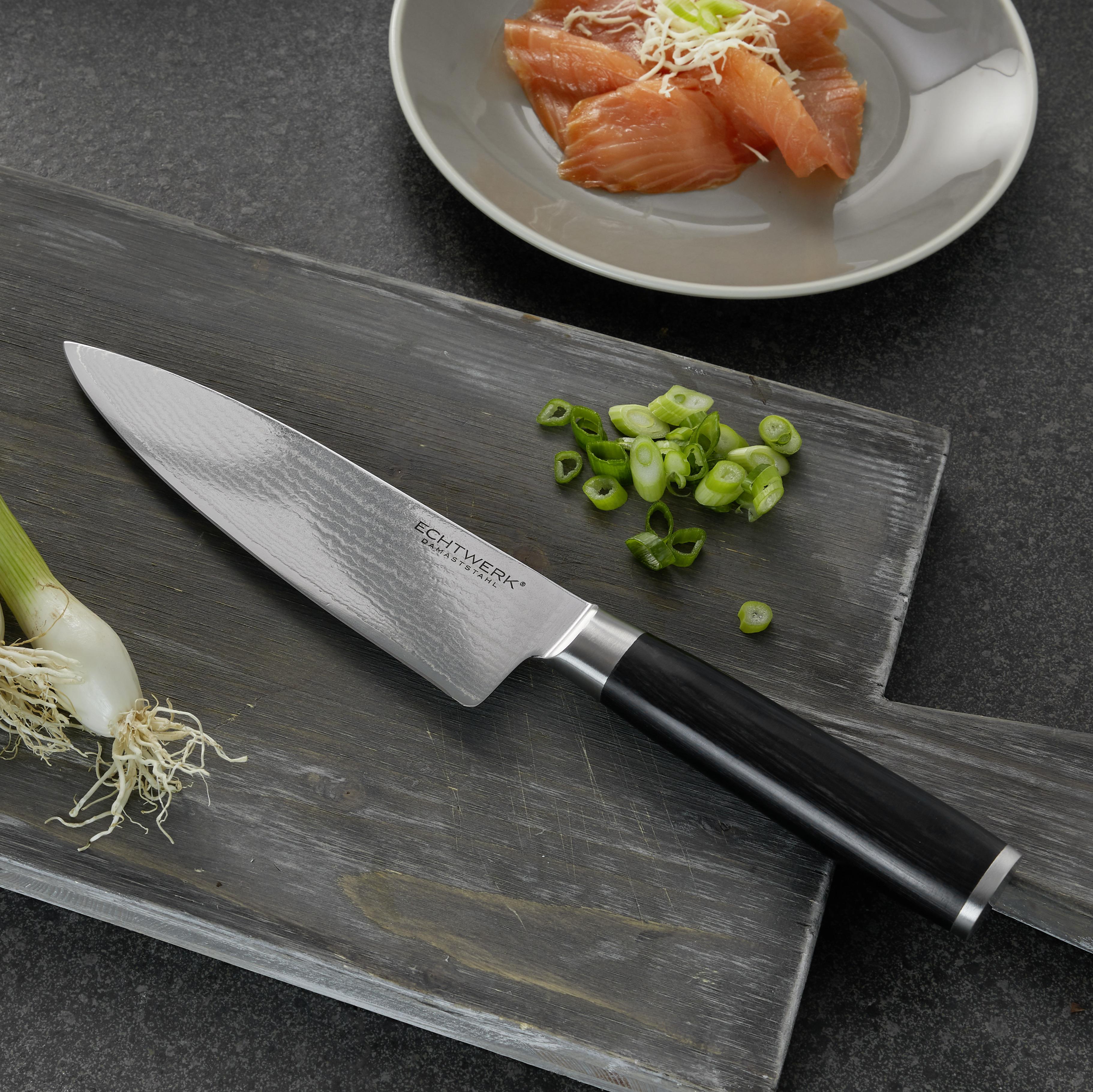 KUCHAŘSKÝ NŮŽ damašková ocel - barvy stříbra, Moderní, kov (31cm) - Echtwerk