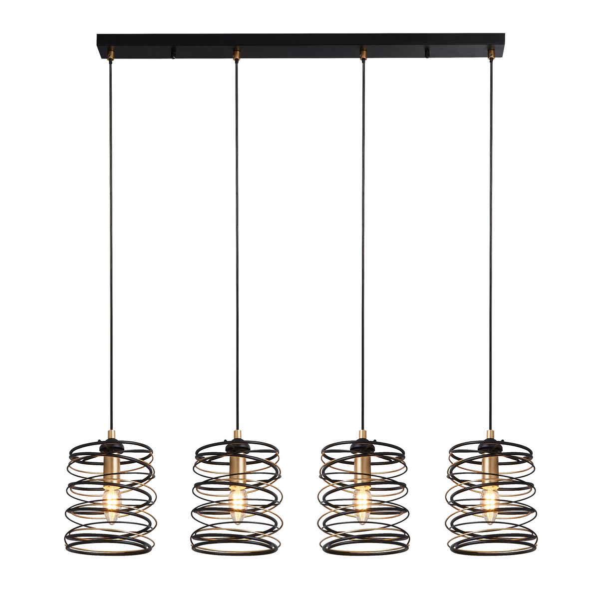 Hängeleuchte Spring H: 110 cm, 4-Flammig, Goldfarben/Schwarz - Goldfarben/Schwarz, Design, Metall (91/110/16cm)