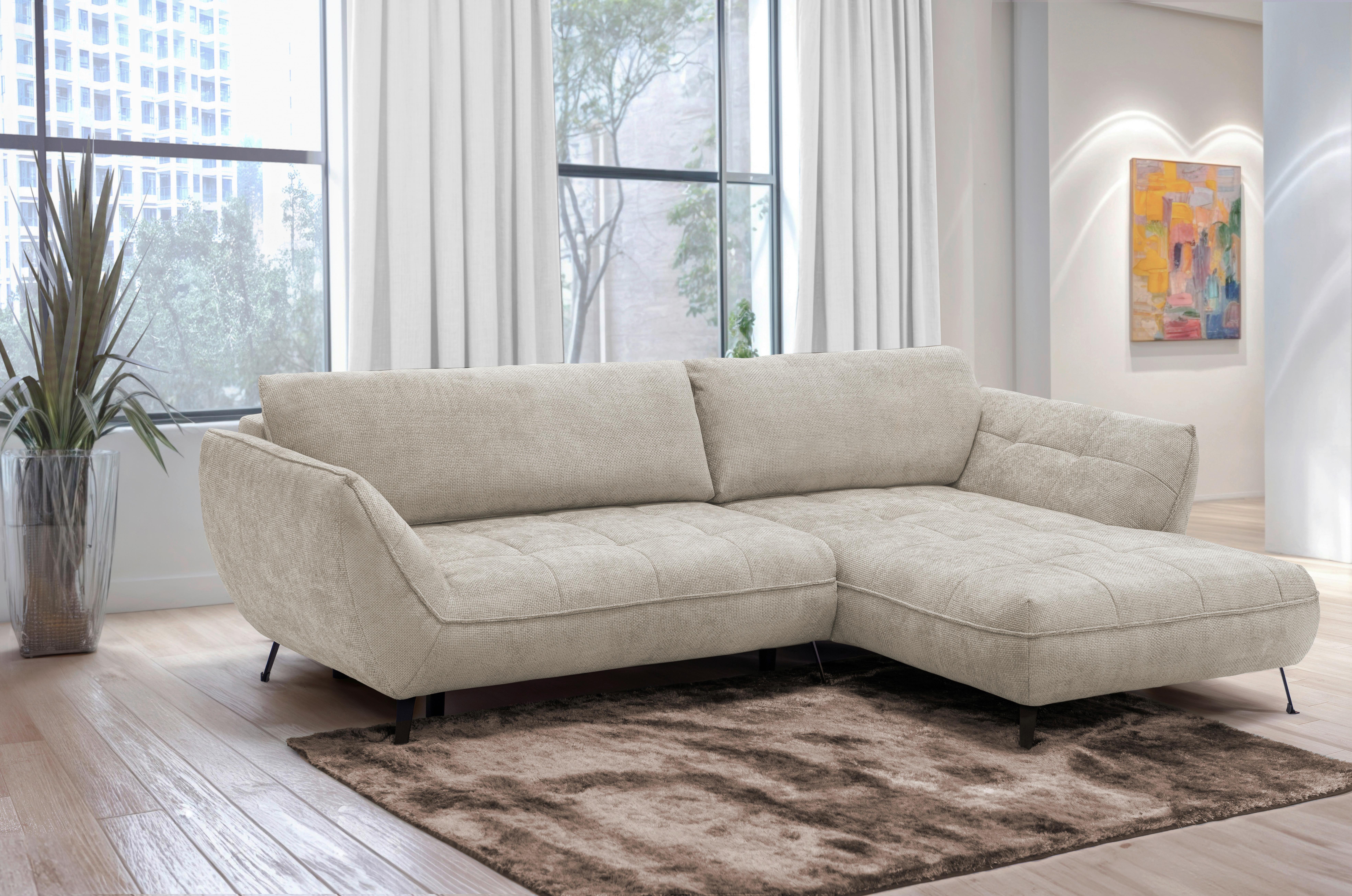 Ecksofa Samoa Sandfarben S: 282x187 cm - Sandfarben/Schwarz, Design, Textil (282/187cm) - Livetastic