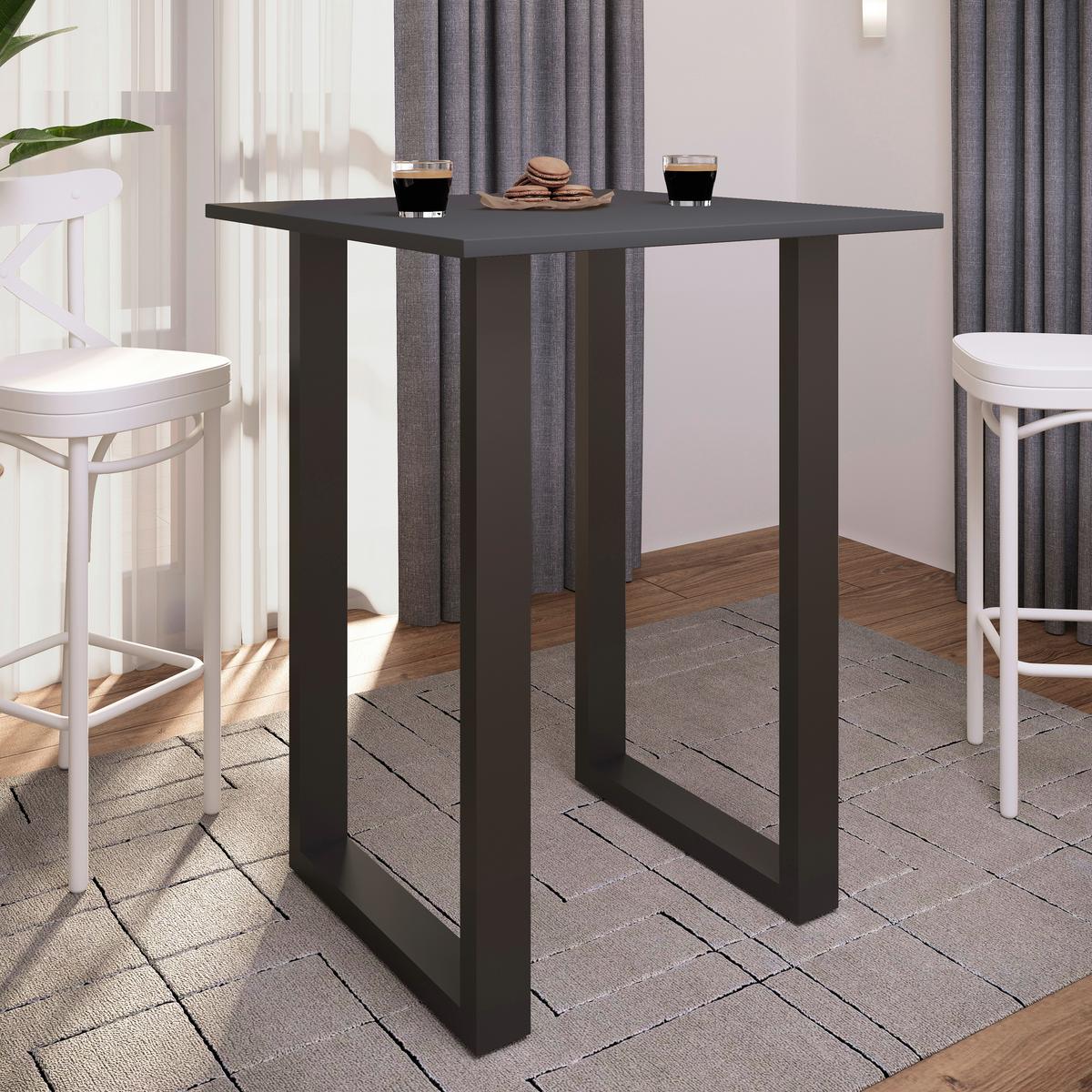 Bartisch Xona B 80x50 - Anthrazit/Schwarz, KONVENTIONELL, Holzwerkstoff/Metall (80/50/102cm)