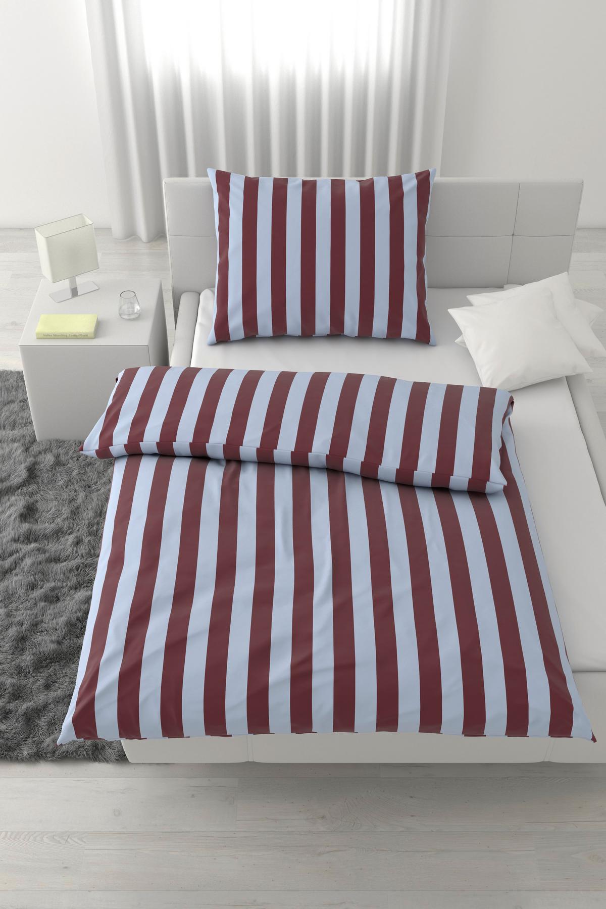POSTEĽNÁ BIELIZEŇ BOLD STREIF - modrá/hnedofialová, Modern, textil (140/200cm) - Mömax