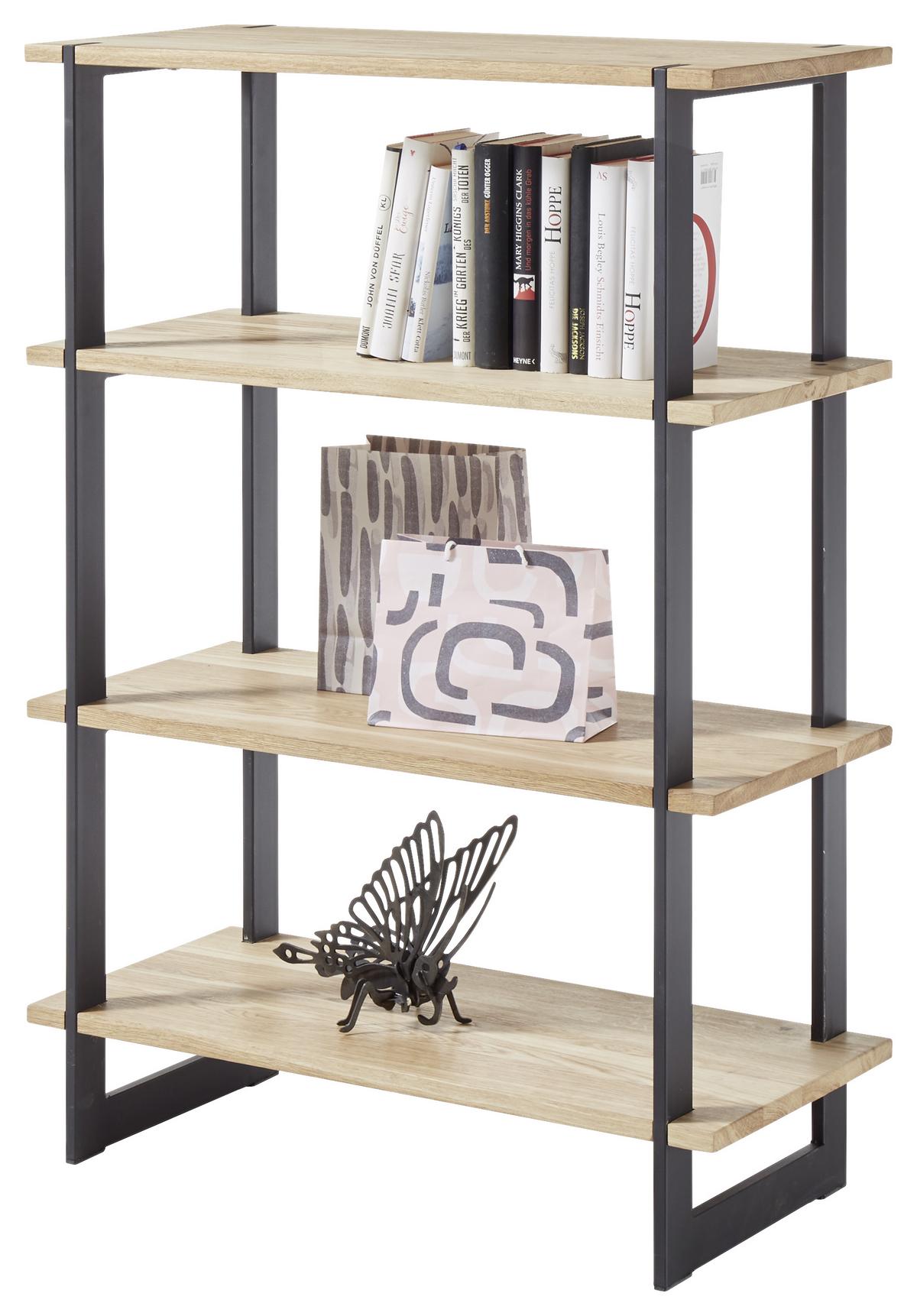 Regal Pablo 2 B: 80 cm Eiche Dekor/Schwarz - Eichefarben/Schwarz, Design, Holz/Metall (80/113/35cm) - Livetastic