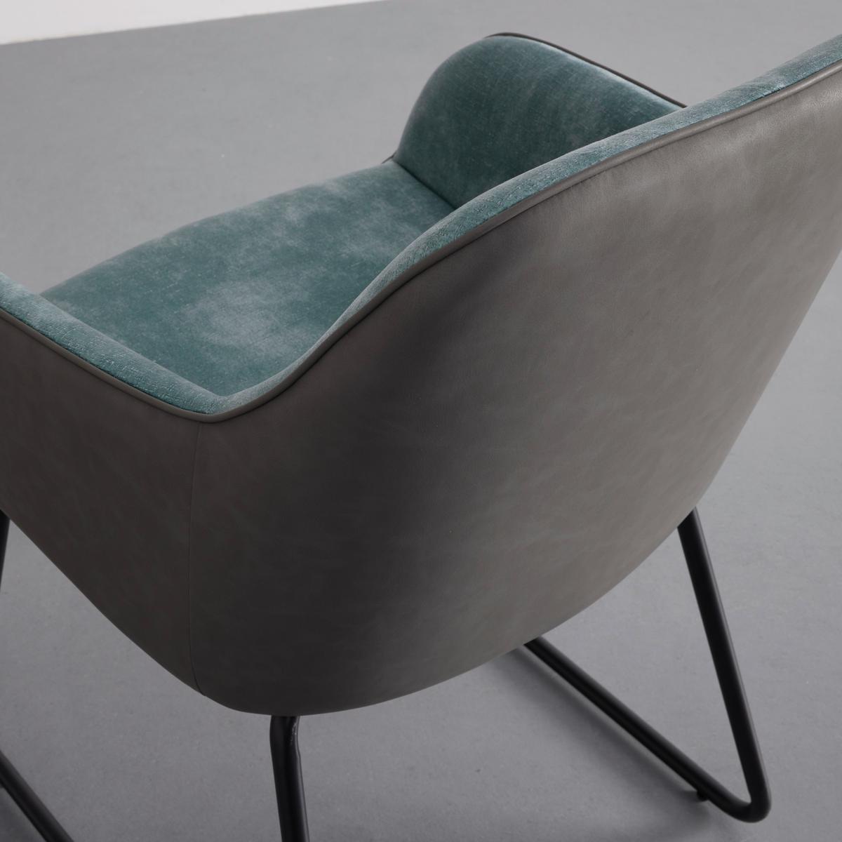 Stolička s podrúčkami DAJA zelená/sivá - čierna/sivá, Modern, kov/drevo (56/85/62cm) - Bessagi Home