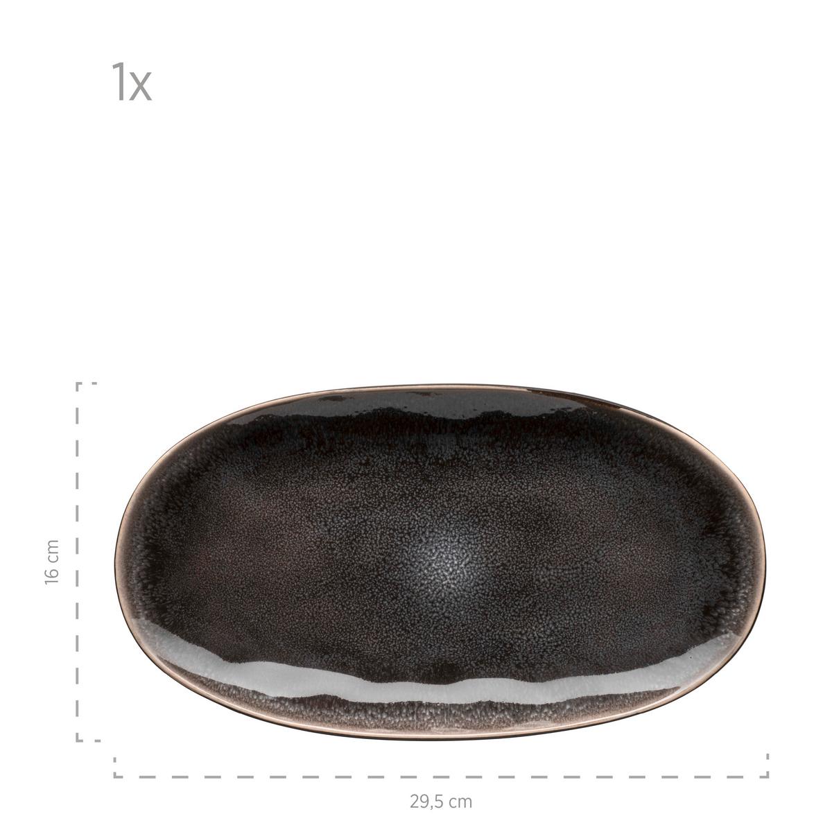 Servierplatte Niara Organic Braun Schwarz - Schwarz/Braun, Basics, Keramik (33/19cm) - Mäser