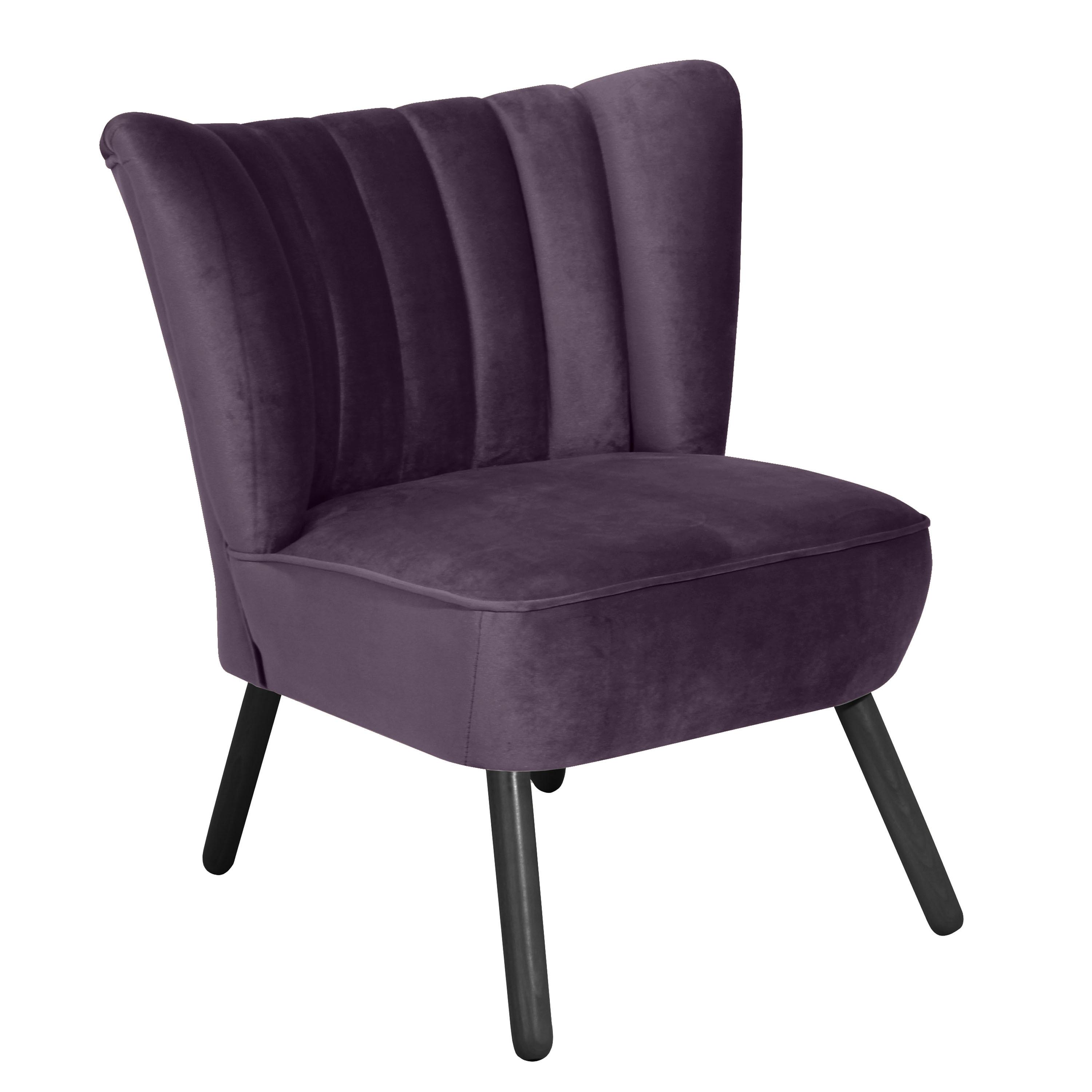 Polsterstuhl Alessandro Lila, Holz-Beine - Lila/Schwarz, Design, Textil (70/80/66cm) - Max Winzer