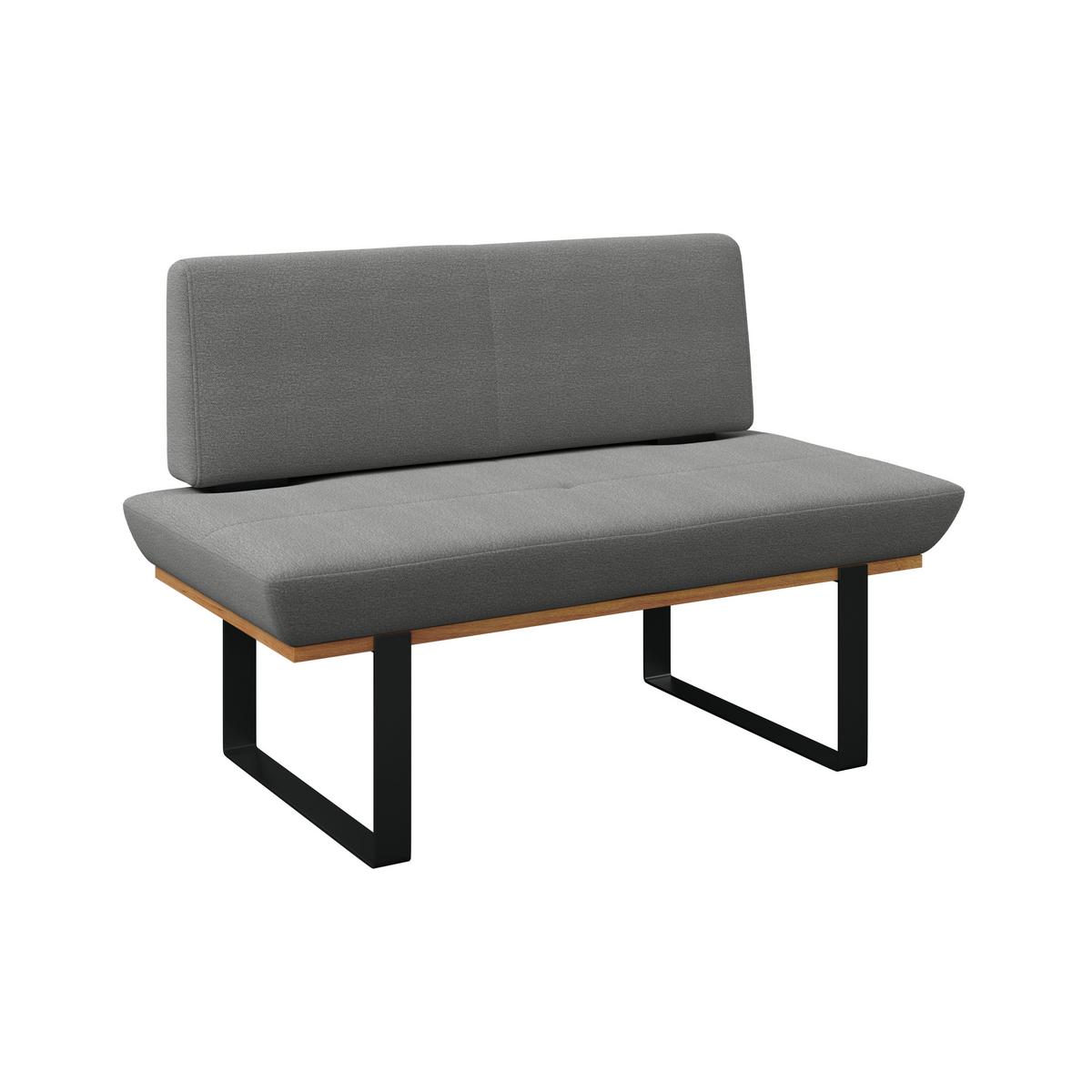 Sitzbank Tristan Webstoff grau, B: 130cm - Schwarz/Grau, MODERN, Holz/Textil (130/48/90cm) - James Wood
