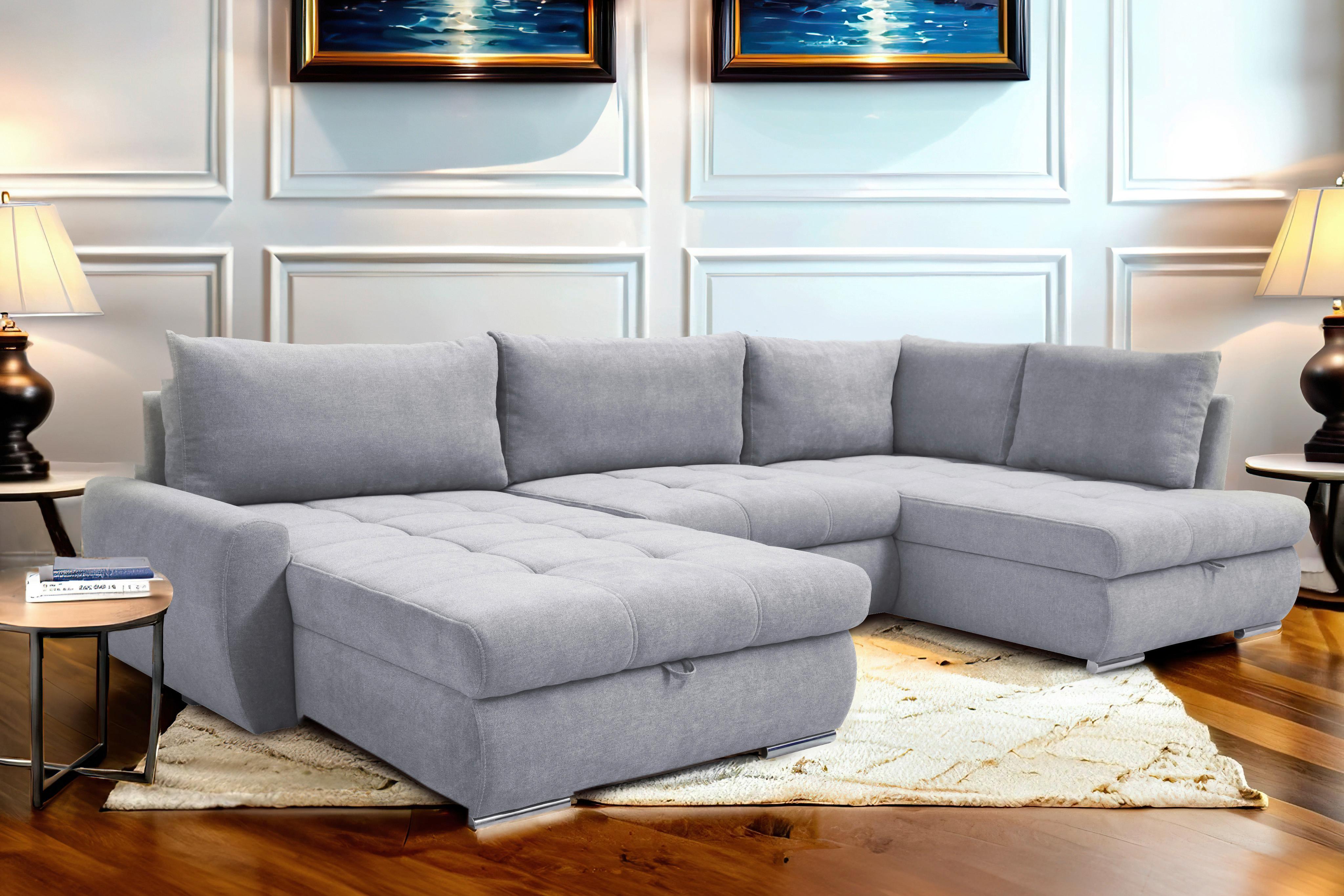 Ecksofa Canion - Chromfarben/Hellgrau, Design, Textil (174cm) - Livetastic