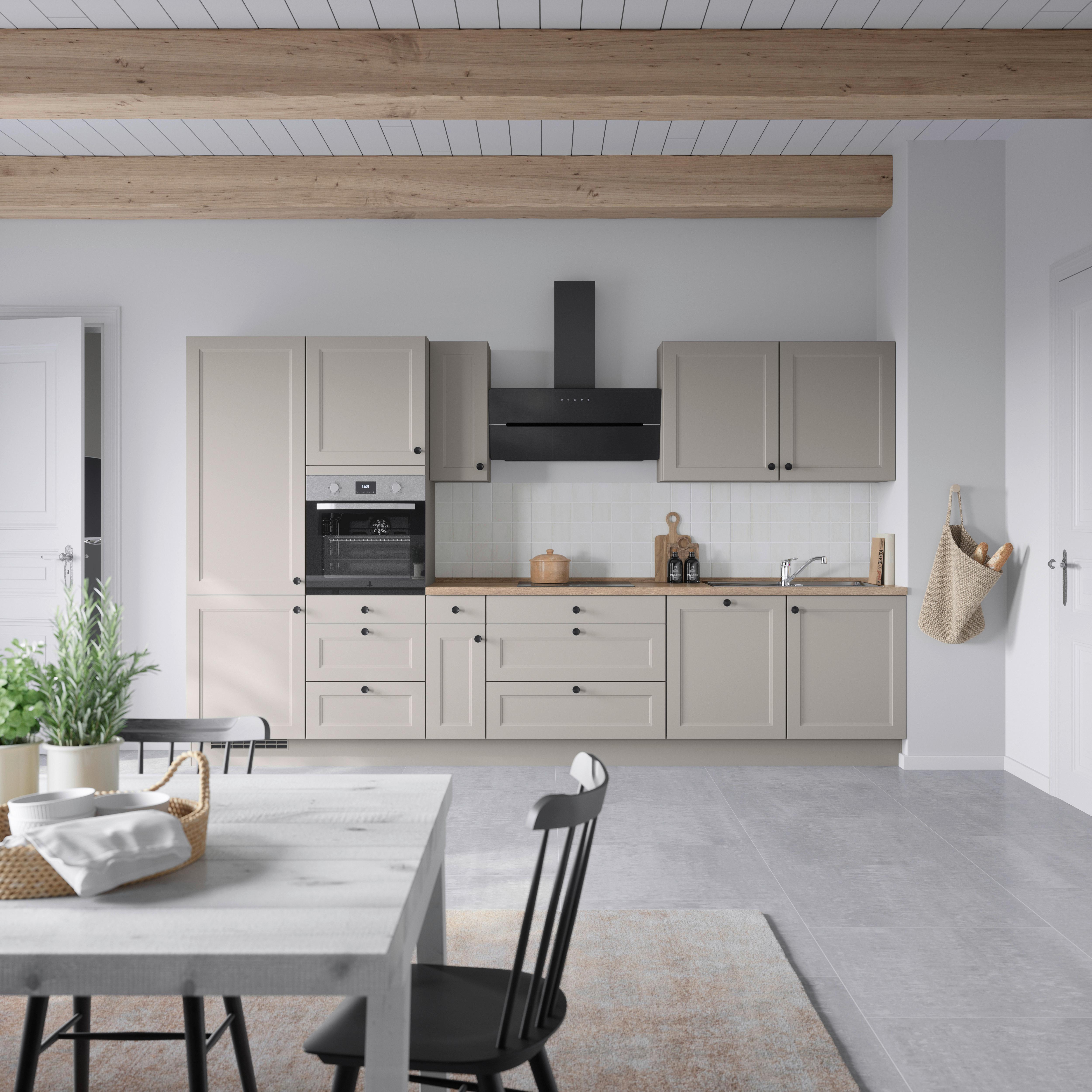 Kuchynská linka 360 cm, kamenná sivá supermatná - čierna/sivá, Modern, kov/kompozitné drevo (360cm) - Nobilia