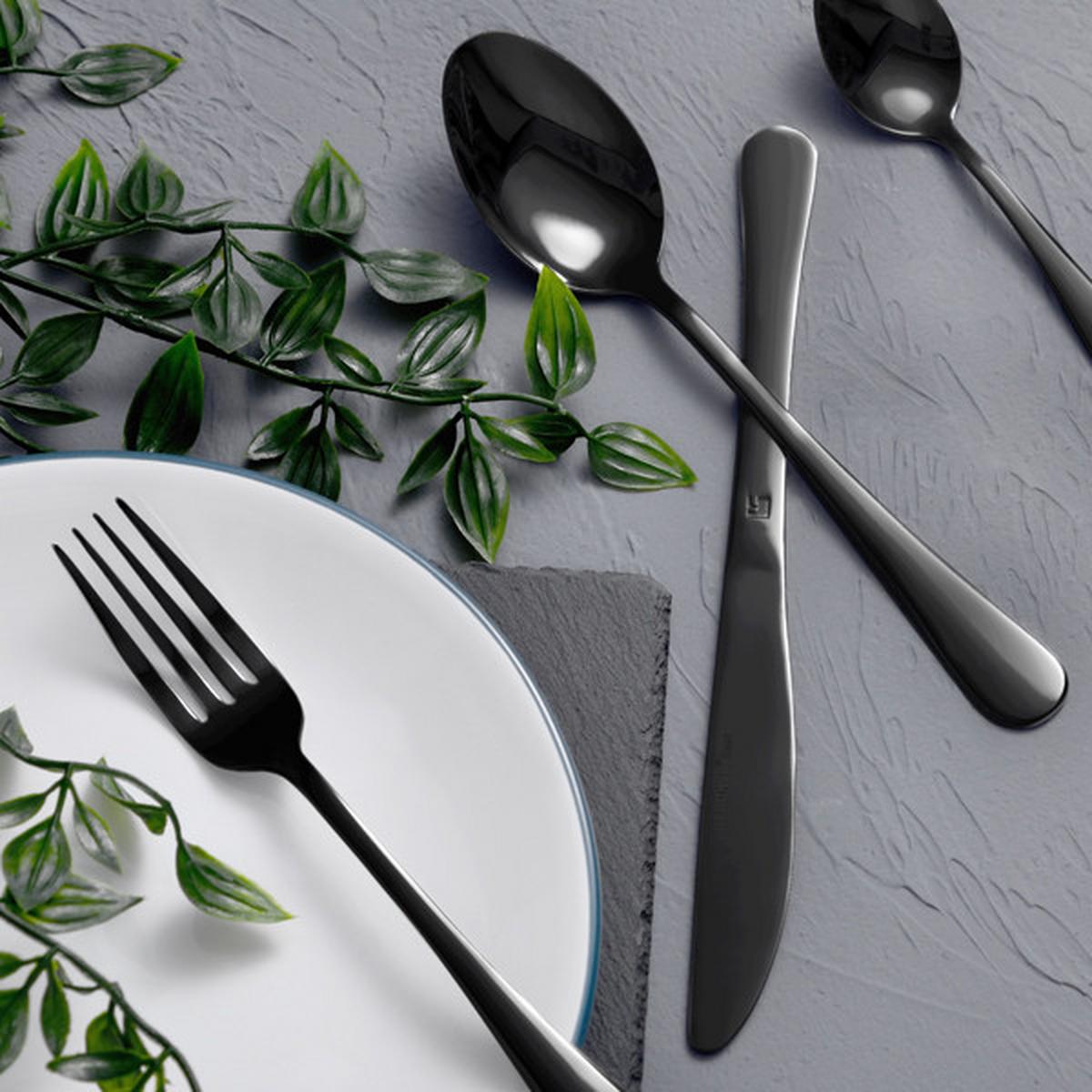 Besteckset 24-Teilig für 6 Personen - Schwarz, Basics, Metall