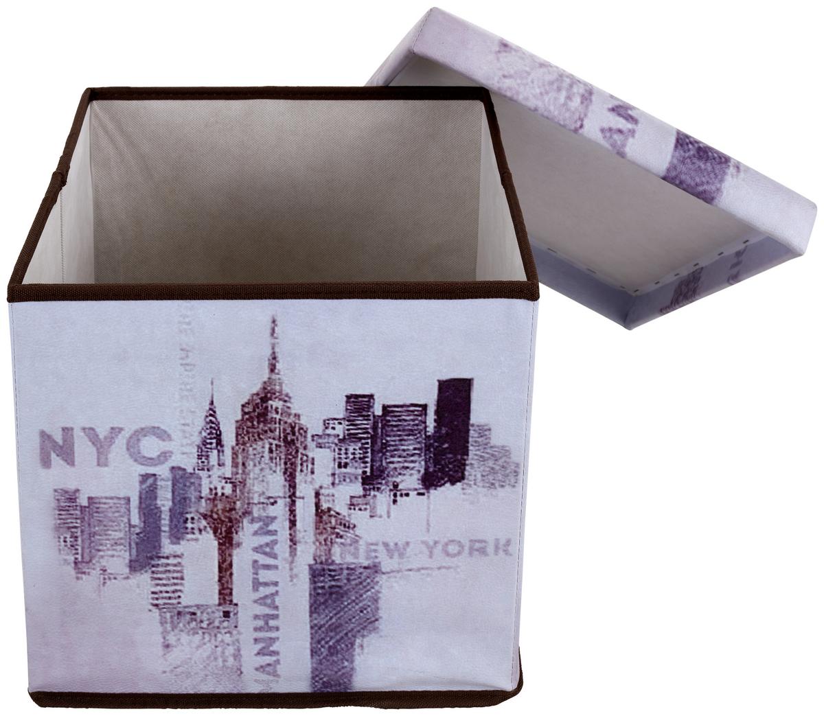 Sitzwürfel Nyc Mit Stauraum Lederlook Multicolor H: 36 Cm - Multicolor, MODERN, Holzwerkstoff/Textil (36/36/36cm)