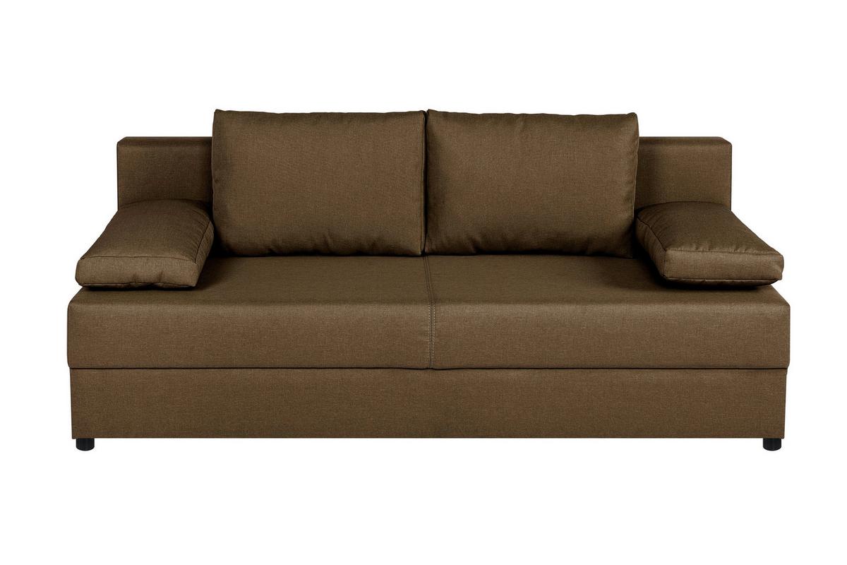 Schlafsofa mit Bettkasten Mega Braun - Schwarz/Braun, Design, Holzwerkstoff/Textil (190/80/75cm) - P & B