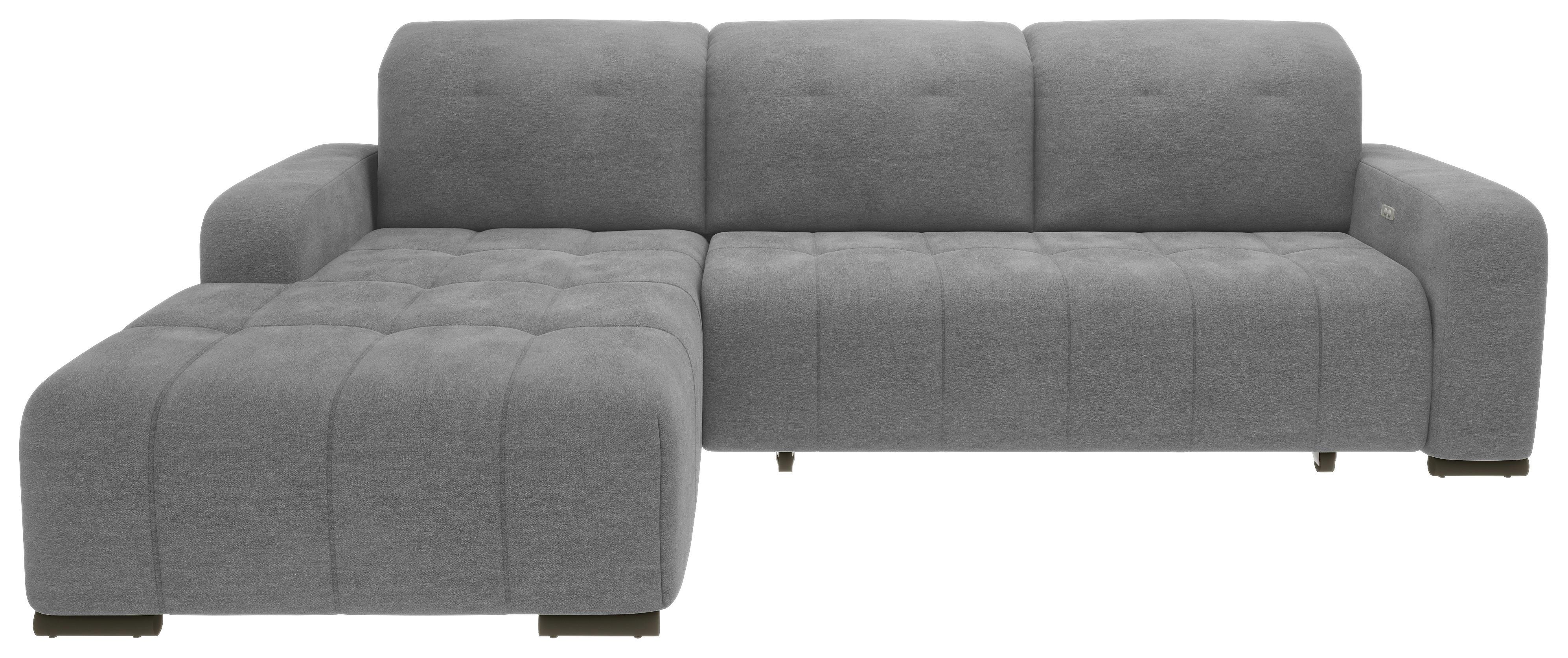 Ecksofa Vicari Dunkelgrau S: 292x185cm - Dunkelgrau/Schwarz, MODERN, Textil (292/185cm) - Livetastic
