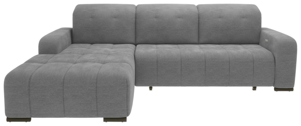 Ecksofa Vicari Dunkelgrau S: 292x185cm - Dunkelgrau/Schwarz, MODERN, Textil (292/185cm) - Livetastic