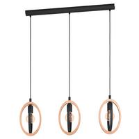 ZÁVESNÉ SVIETIDLO BASILDON - čierna/prírodná farba, Basics, kov/drevo (110cm) - Eglo