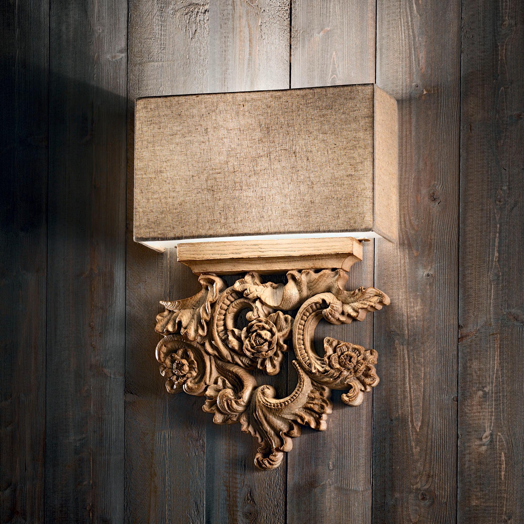 Wandleuchte Peter Beige L: 30,5 cm - Beige, KONVENTIONELL, Naturmaterialien/Textil (30,5/10/45,5cm) - Ideal Lux